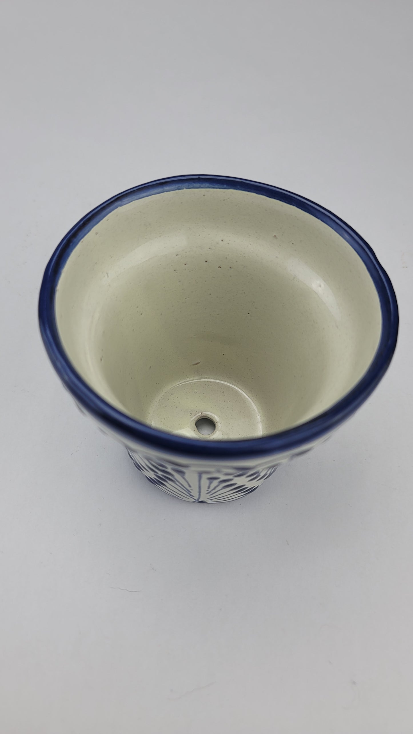 Small Blue & White Mexican Ceramic Planter