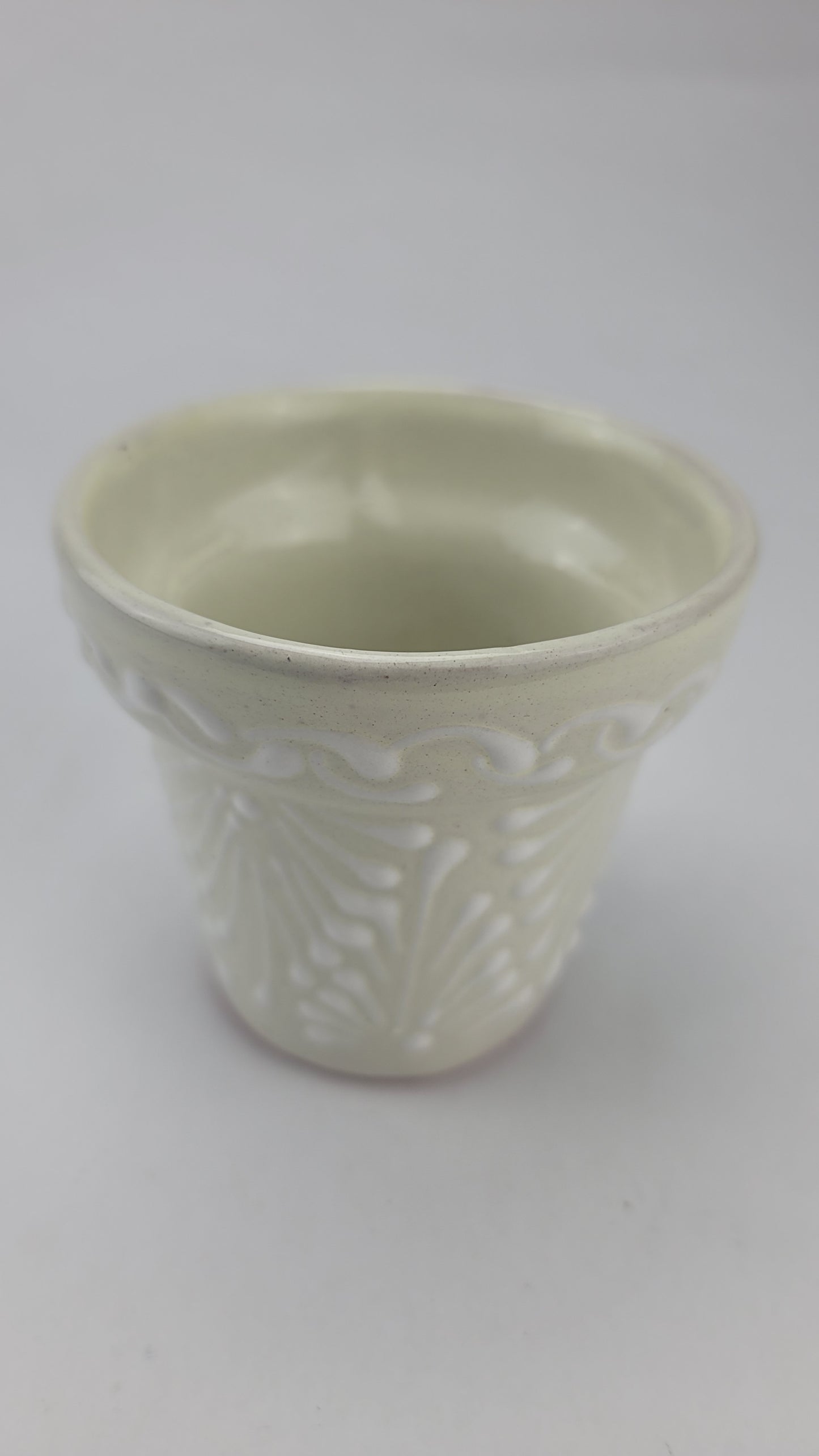 Small Handcrafted Ceramic Flower Pot – Neutral Folk Design