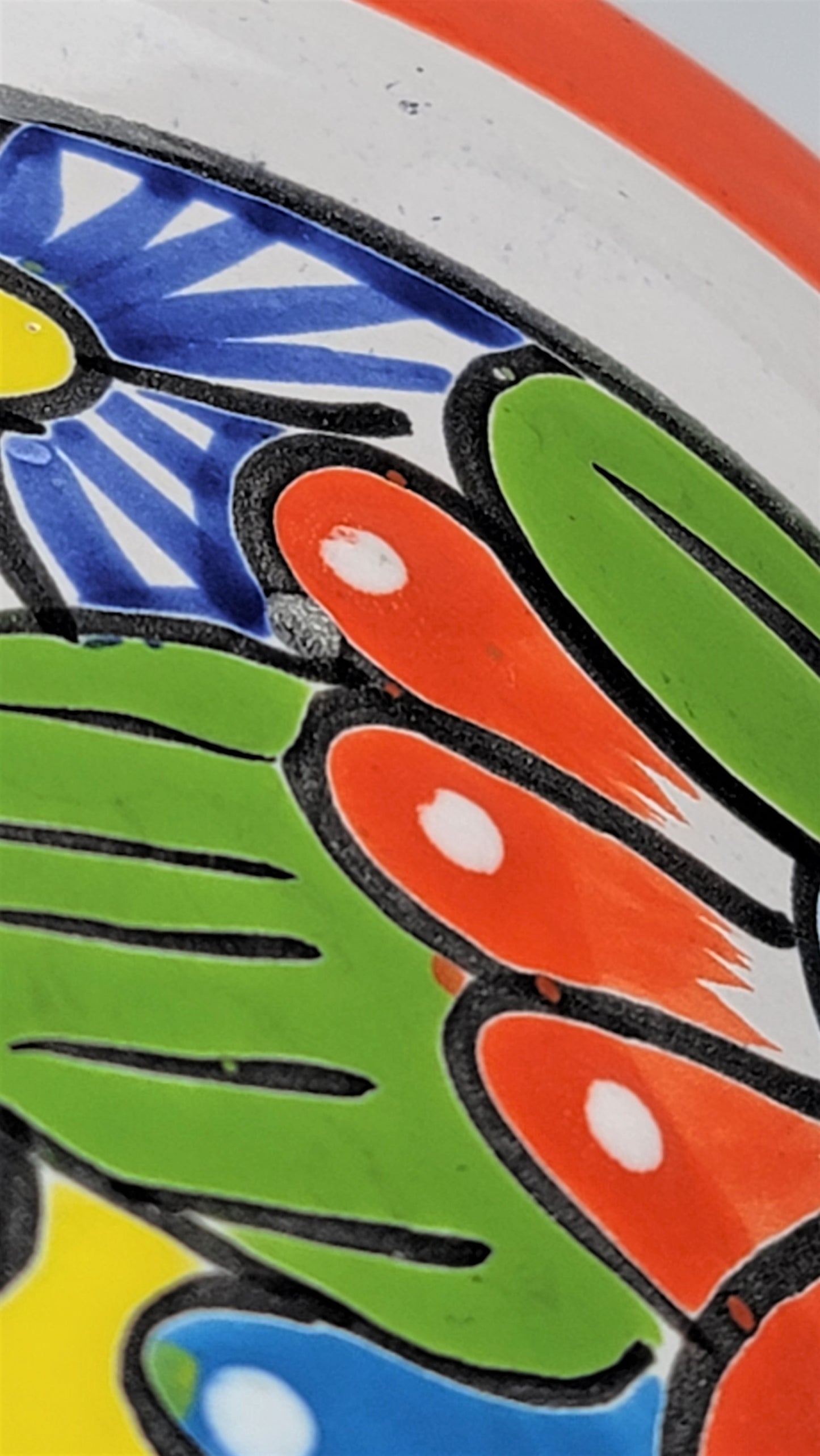 Hand-Painted Small Talavera Planter – Bright Orange Rim & Floral Art