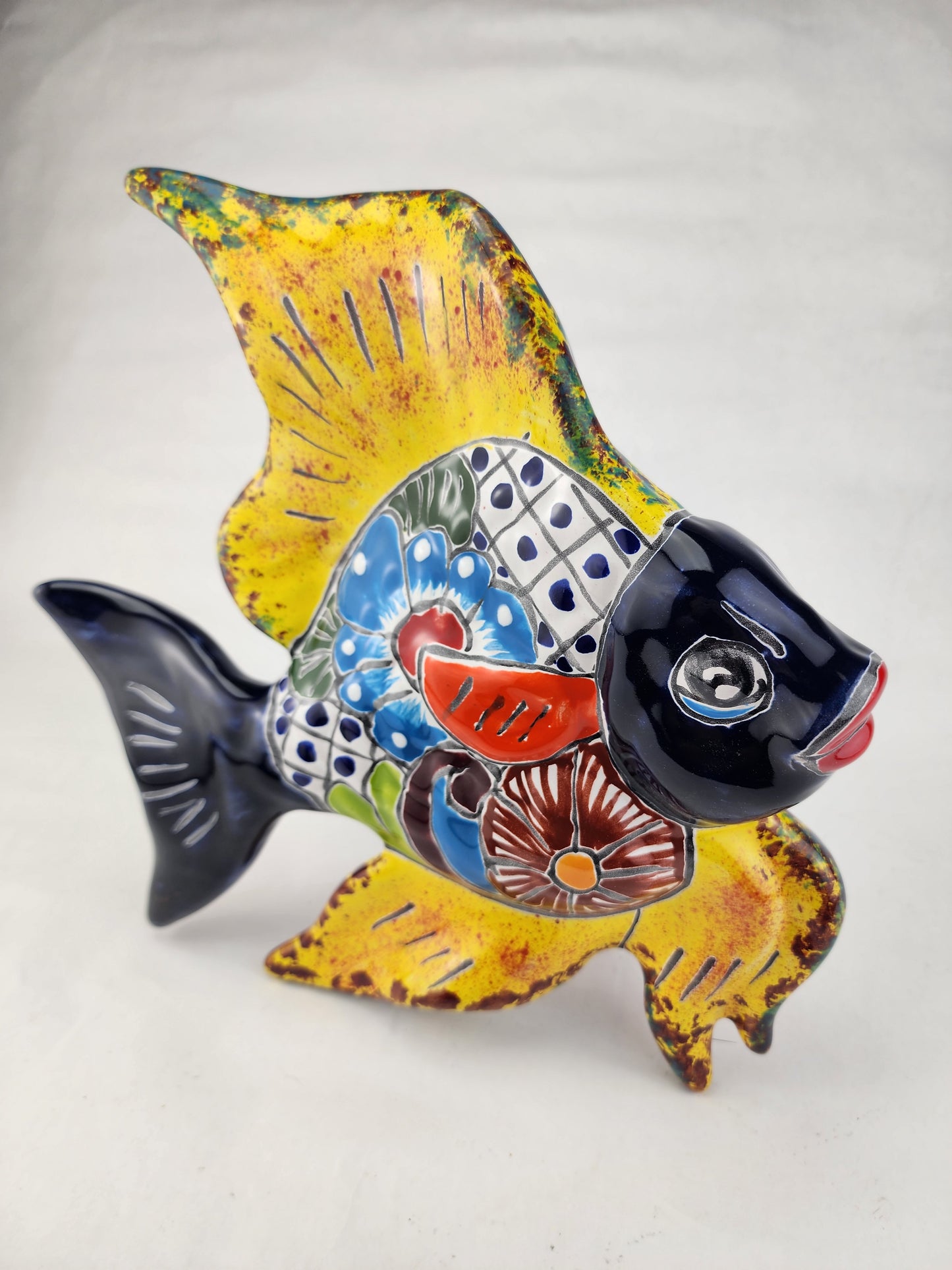Talavera-Inspired Ceramic Fish - Mexican Hand-Painted Art