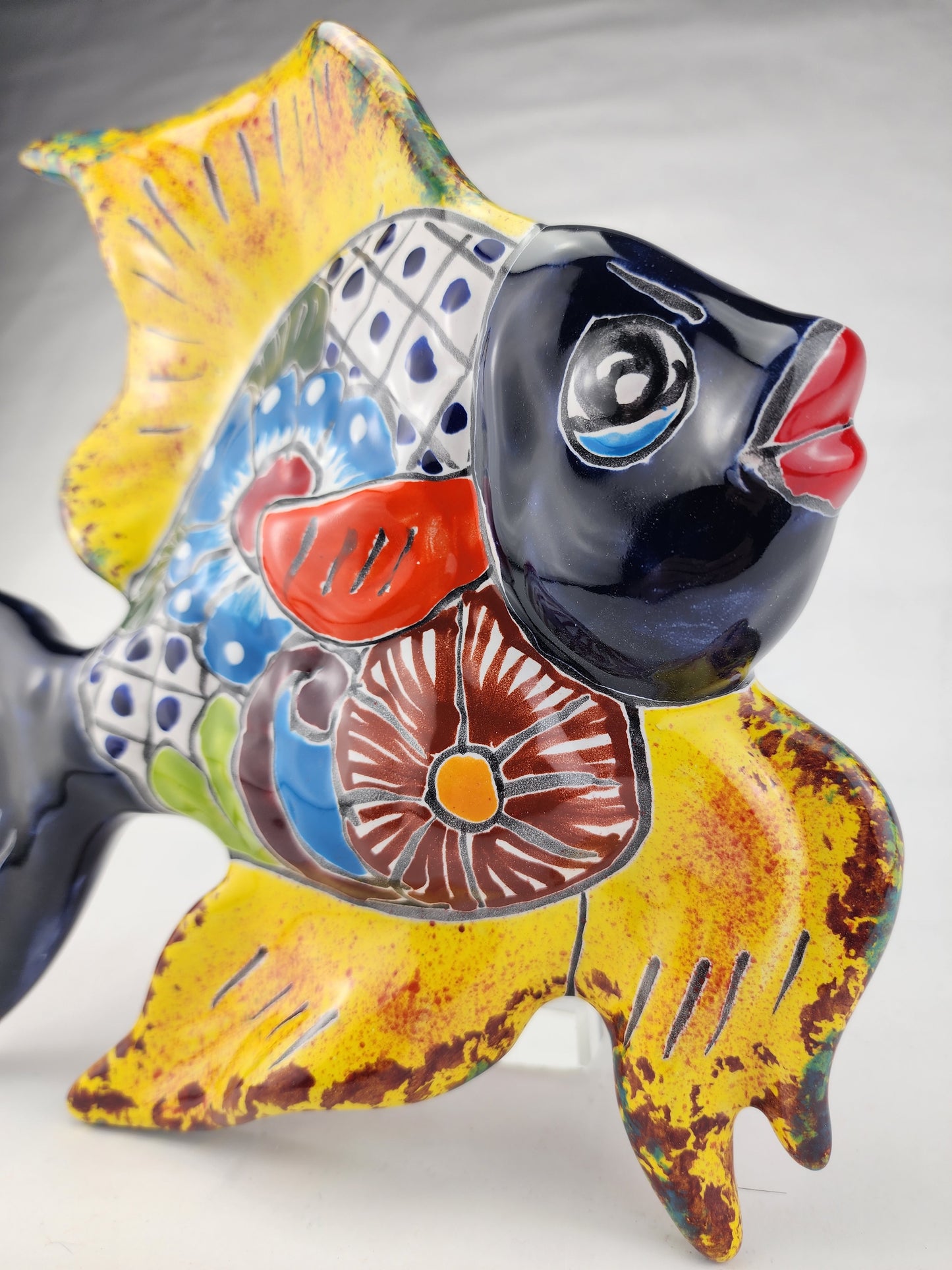 Talavera-Inspired Ceramic Fish - Mexican Hand-Painted Art