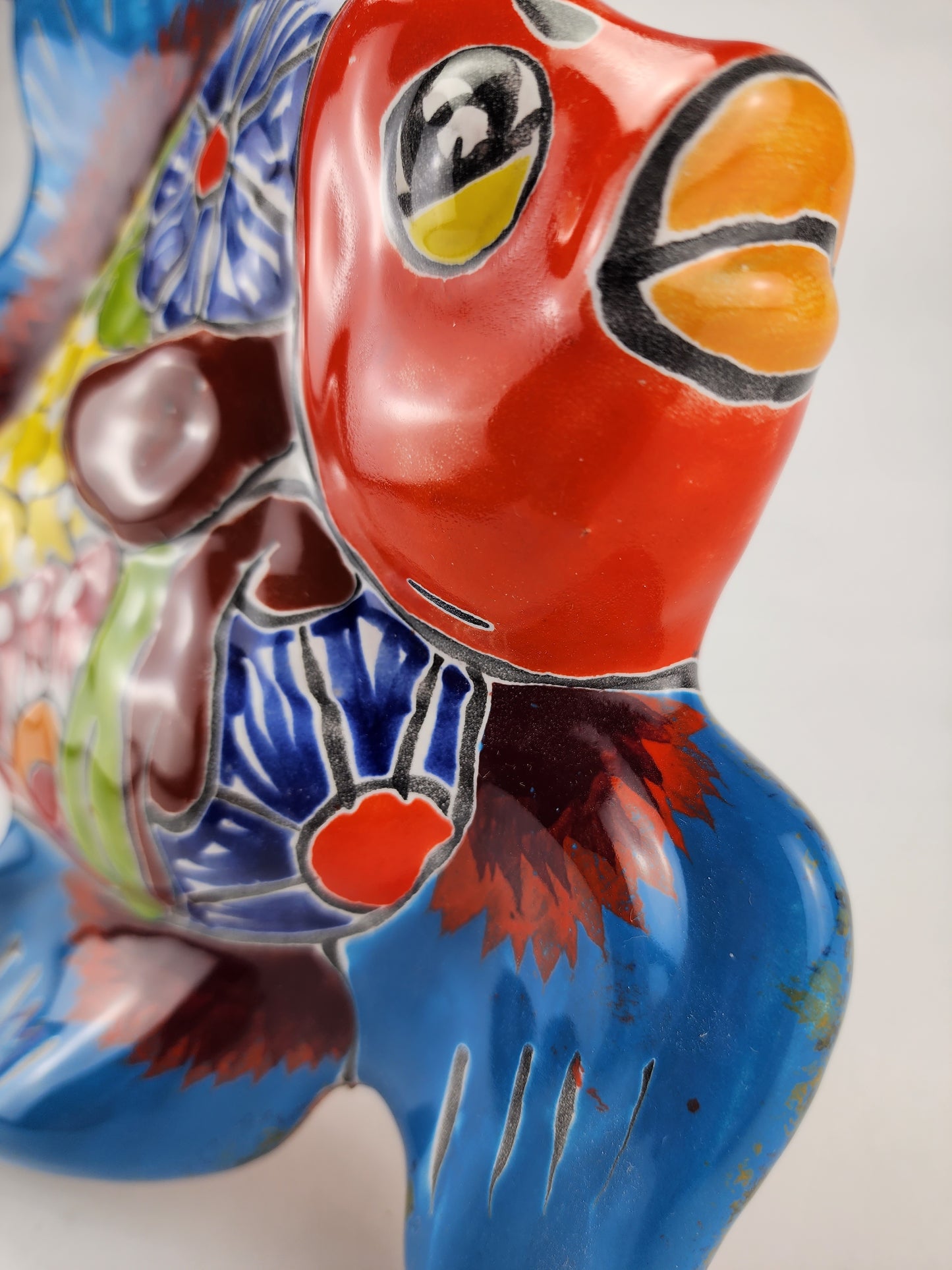 Mexican Ceramic Fish Sculpture - Hand-Painted with Floral Patterns