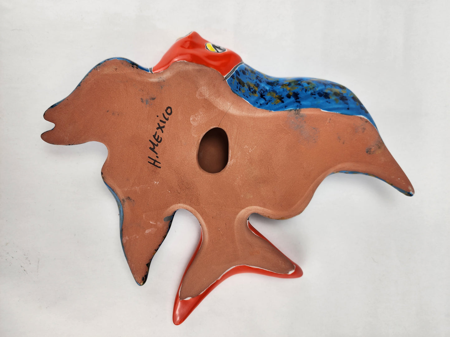 Mexican Ceramic Fish Sculpture - Hand-Painted with Floral Patterns