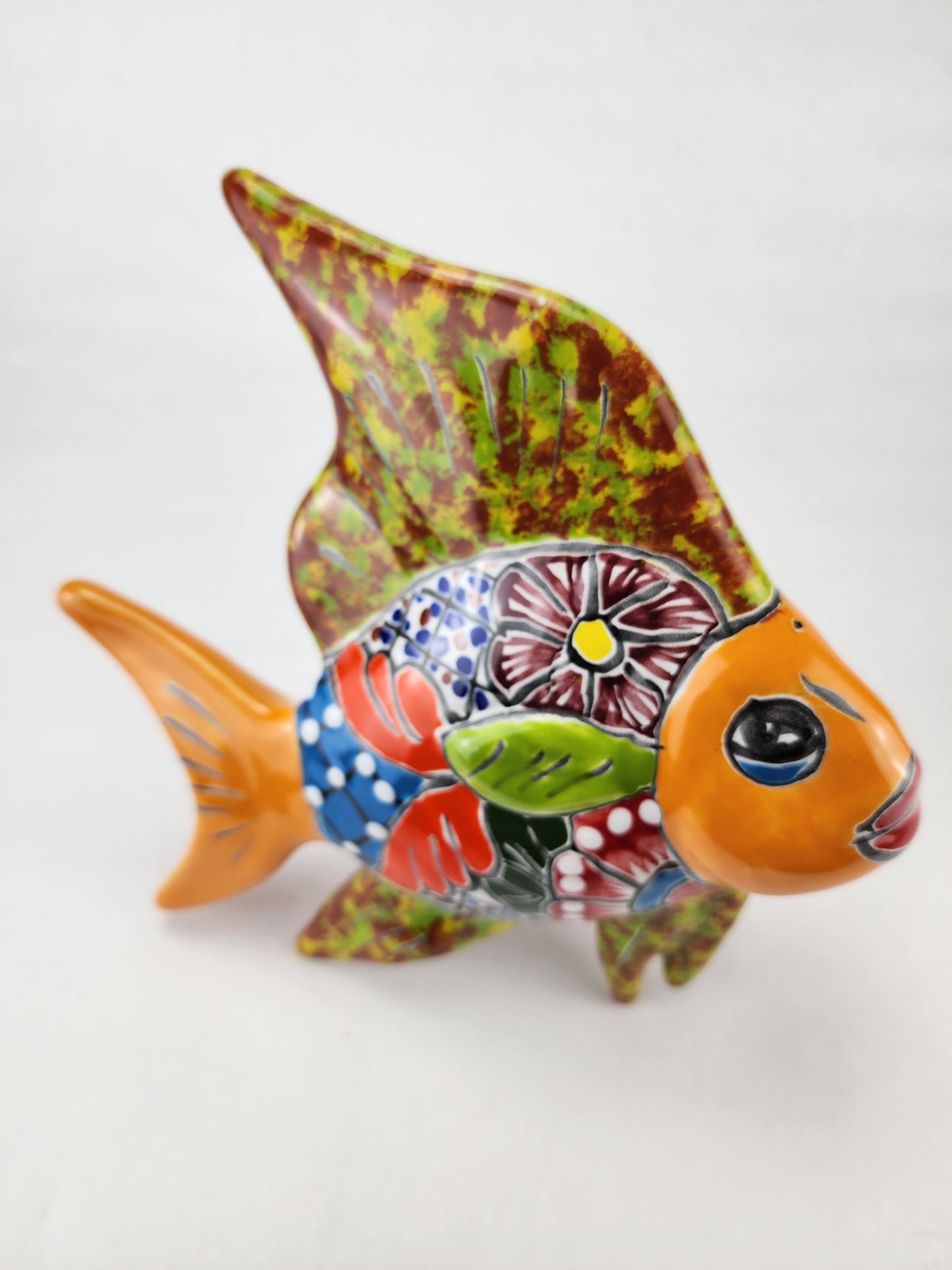 Fish Clay Wall Deco Hand Painted Mexican Design