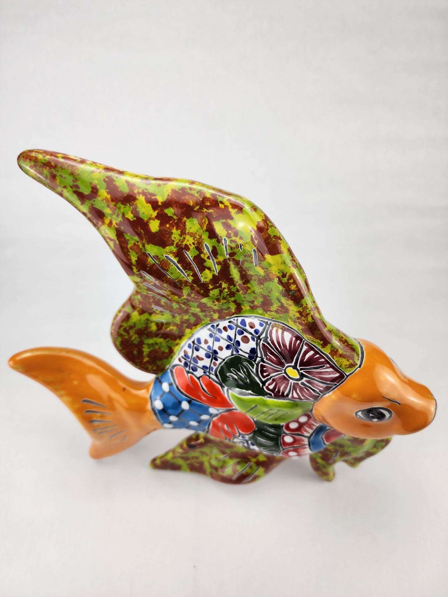 Artisan Hand-Painted Fish - Mexican Ceramic Folk Art Sculpture