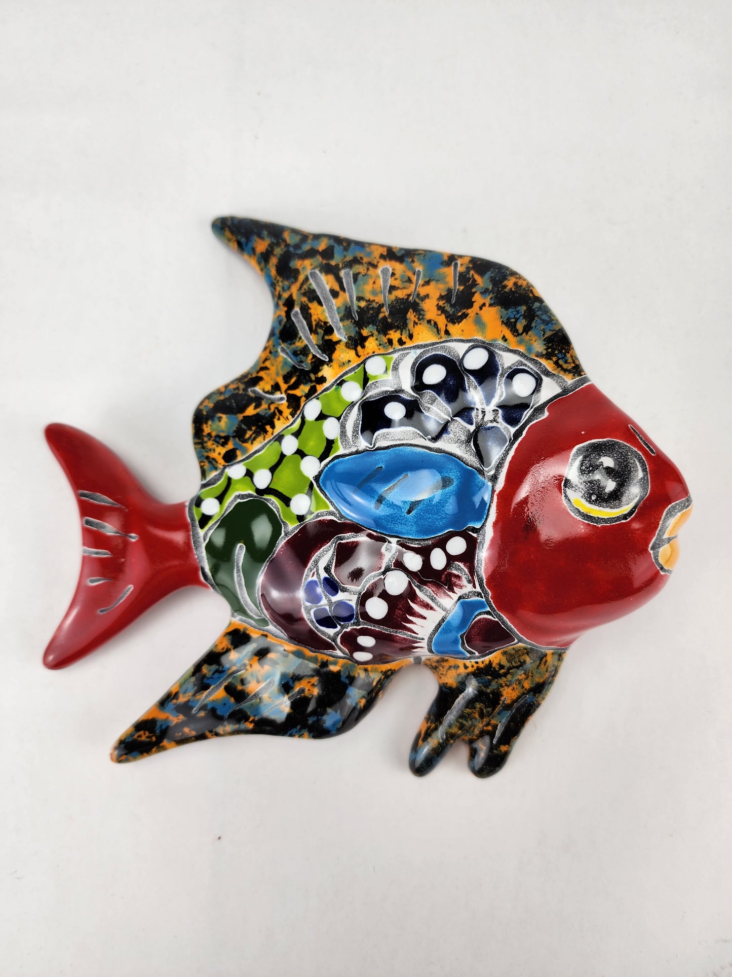 Vibrant Hand-Painted Fish Sculpture - Mexican Ceramic Art