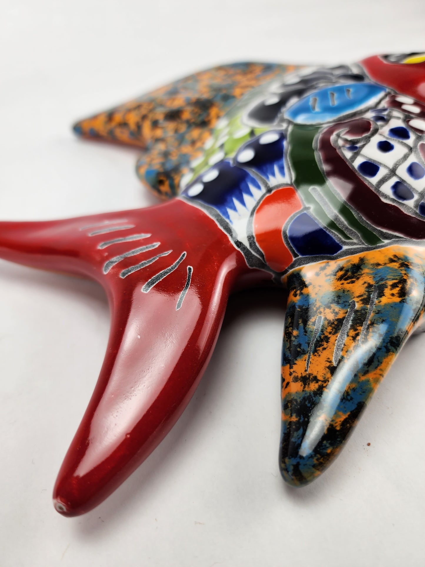 Hand-Painted Ceramic Fish - Vibrant Mexican Folk Art Sculpture