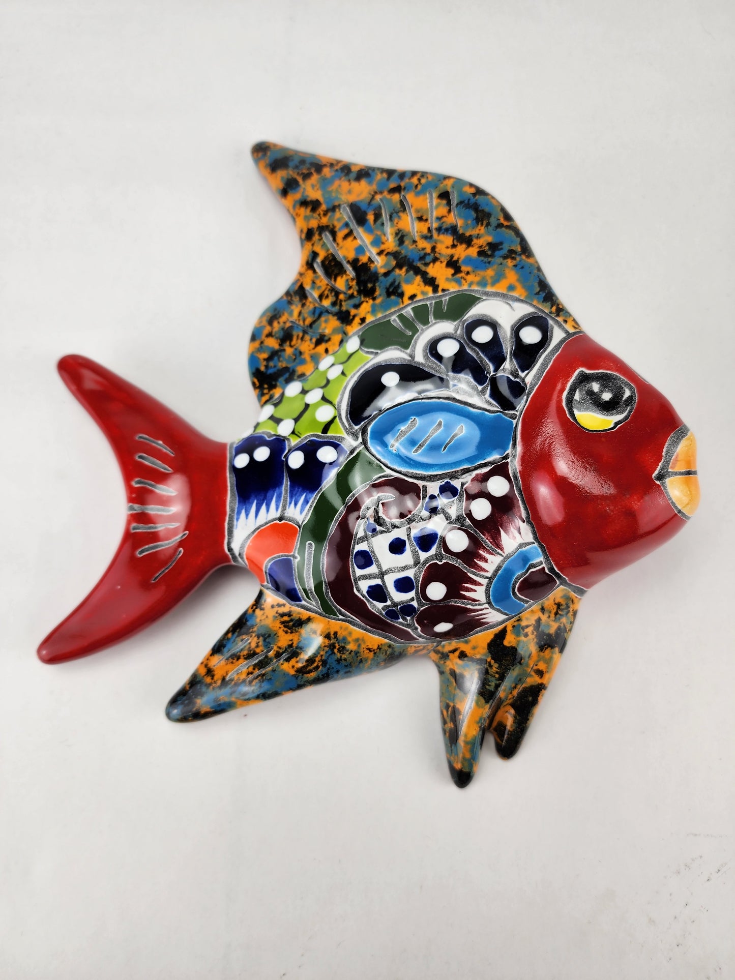 Hand-Painted Ceramic Fish - Vibrant Mexican Folk Art Sculpture