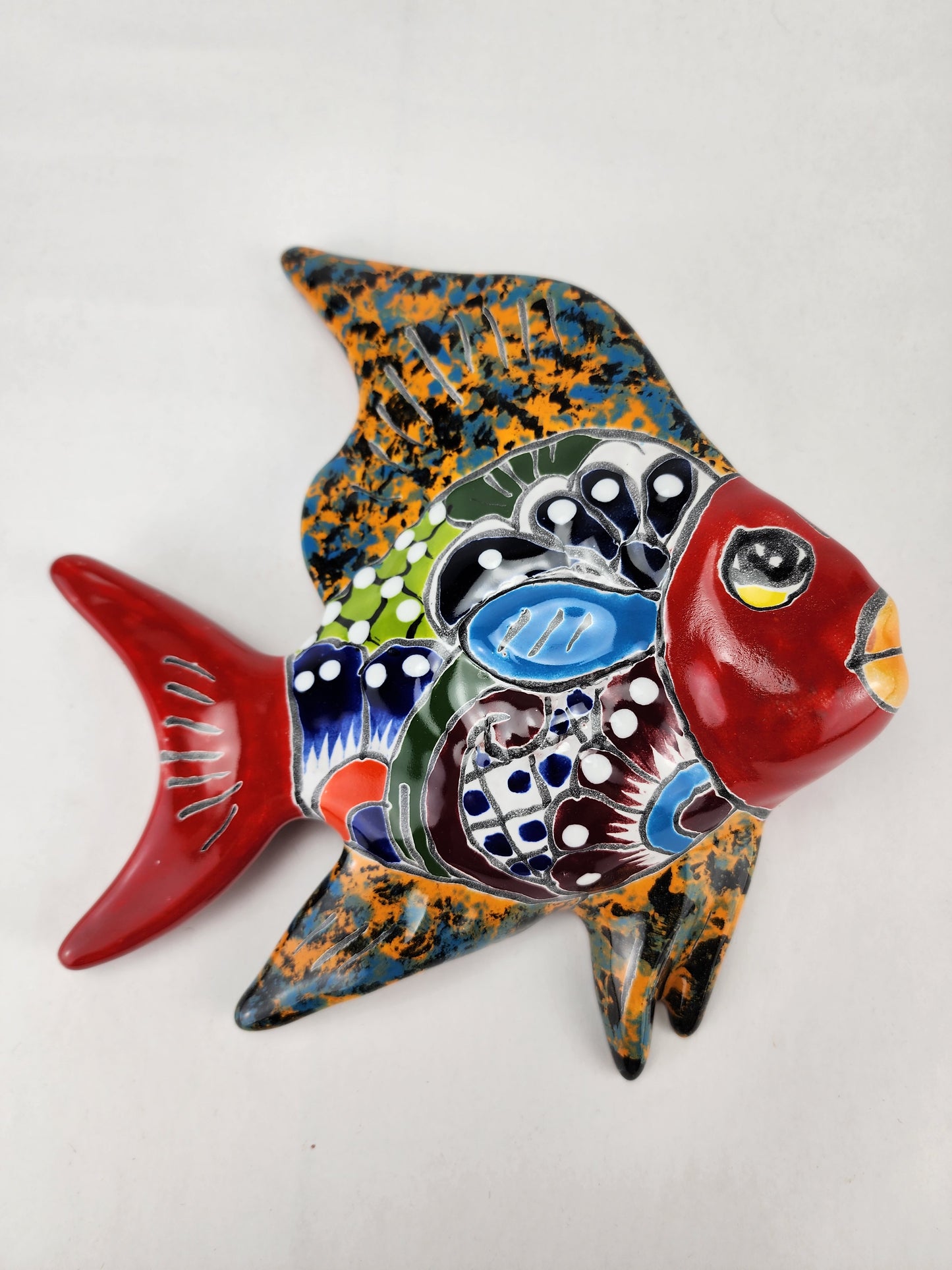 Hand-Painted Ceramic Fish - Vibrant Mexican Folk Art Sculpture