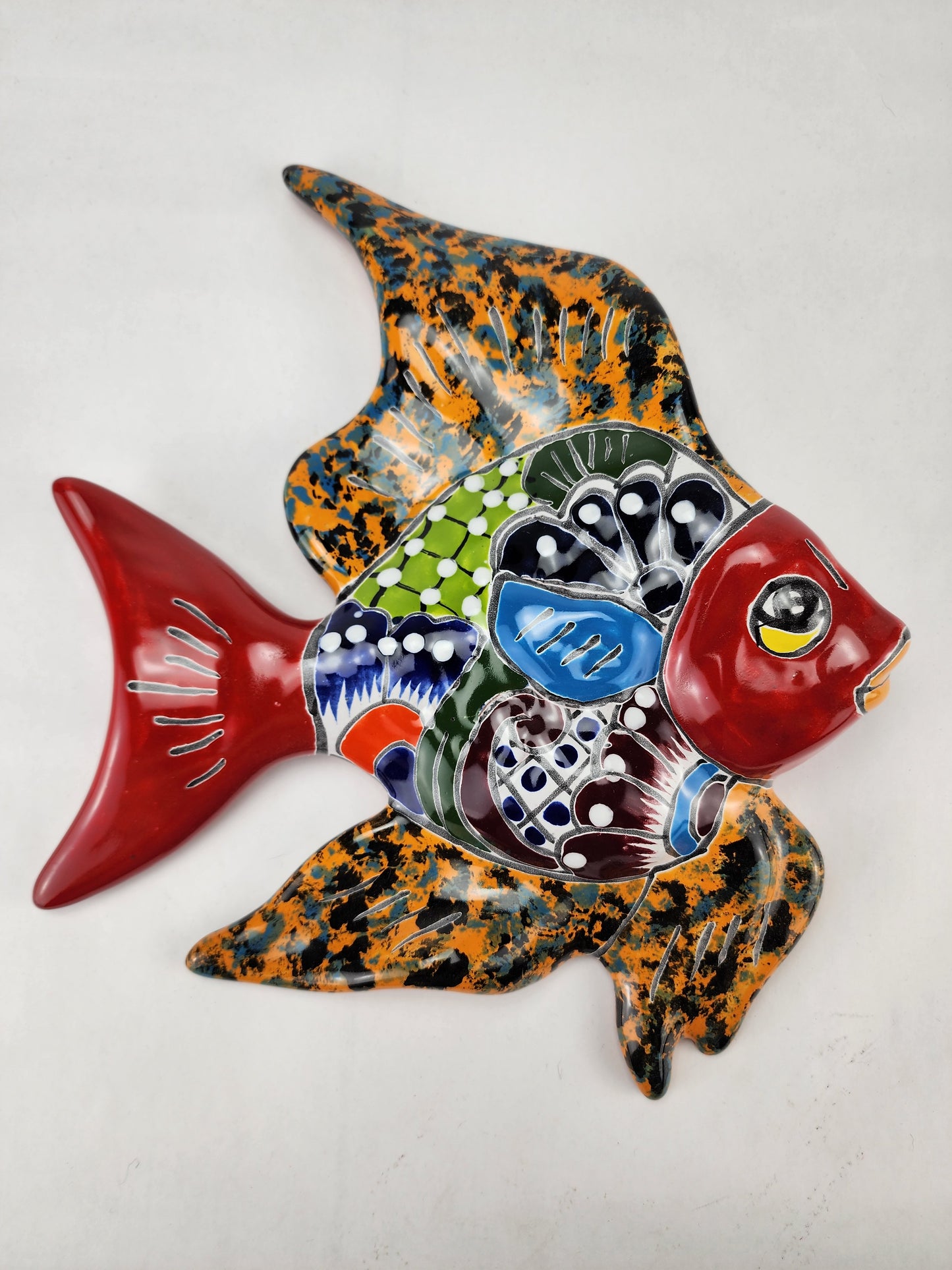 Hand Painted Ceramic Fish Sculpture – Vibrant Unique Home Décor