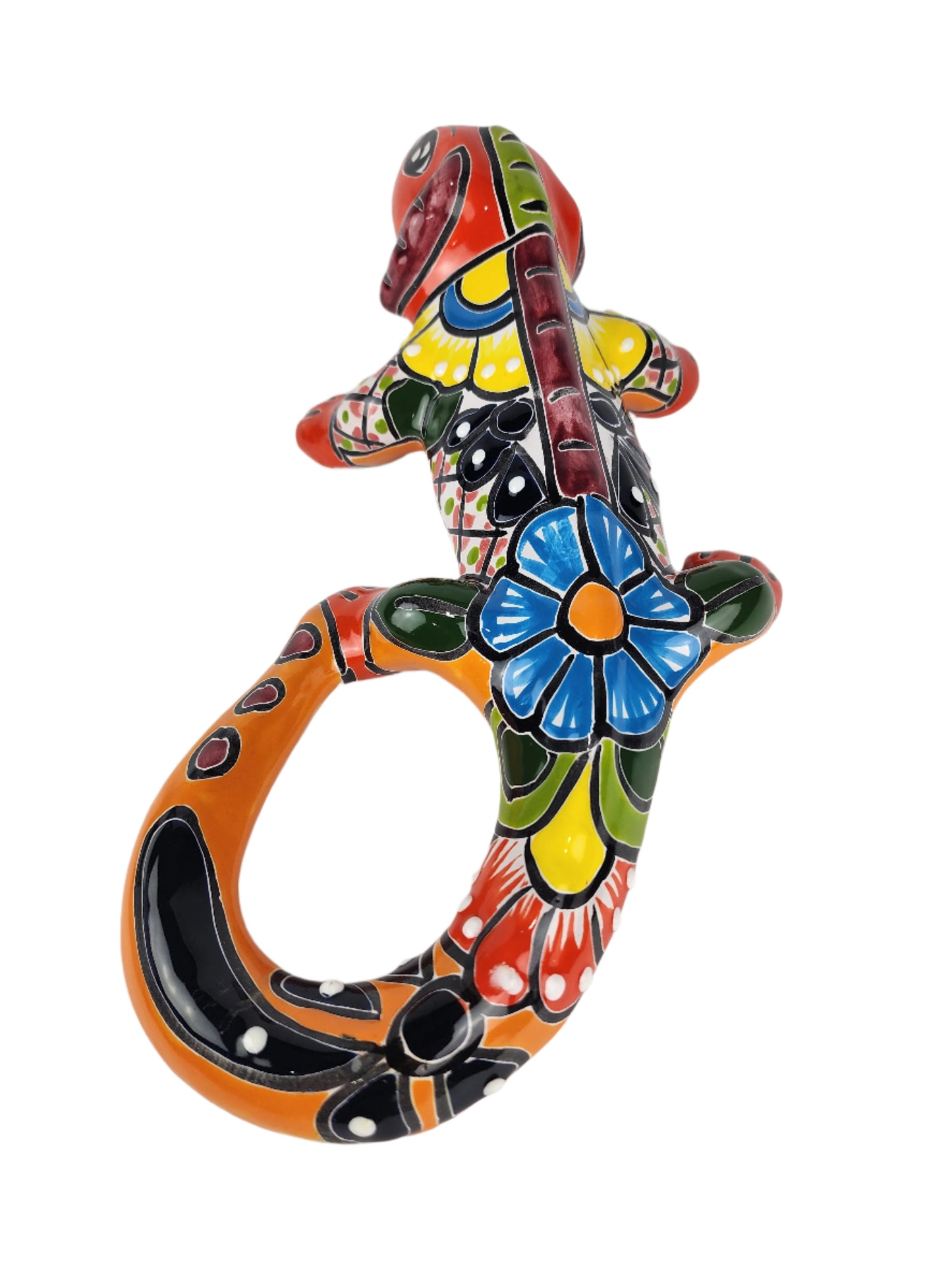Hand Painted Ceramic Iguana Figurine Mexican Folk Art Home Decor