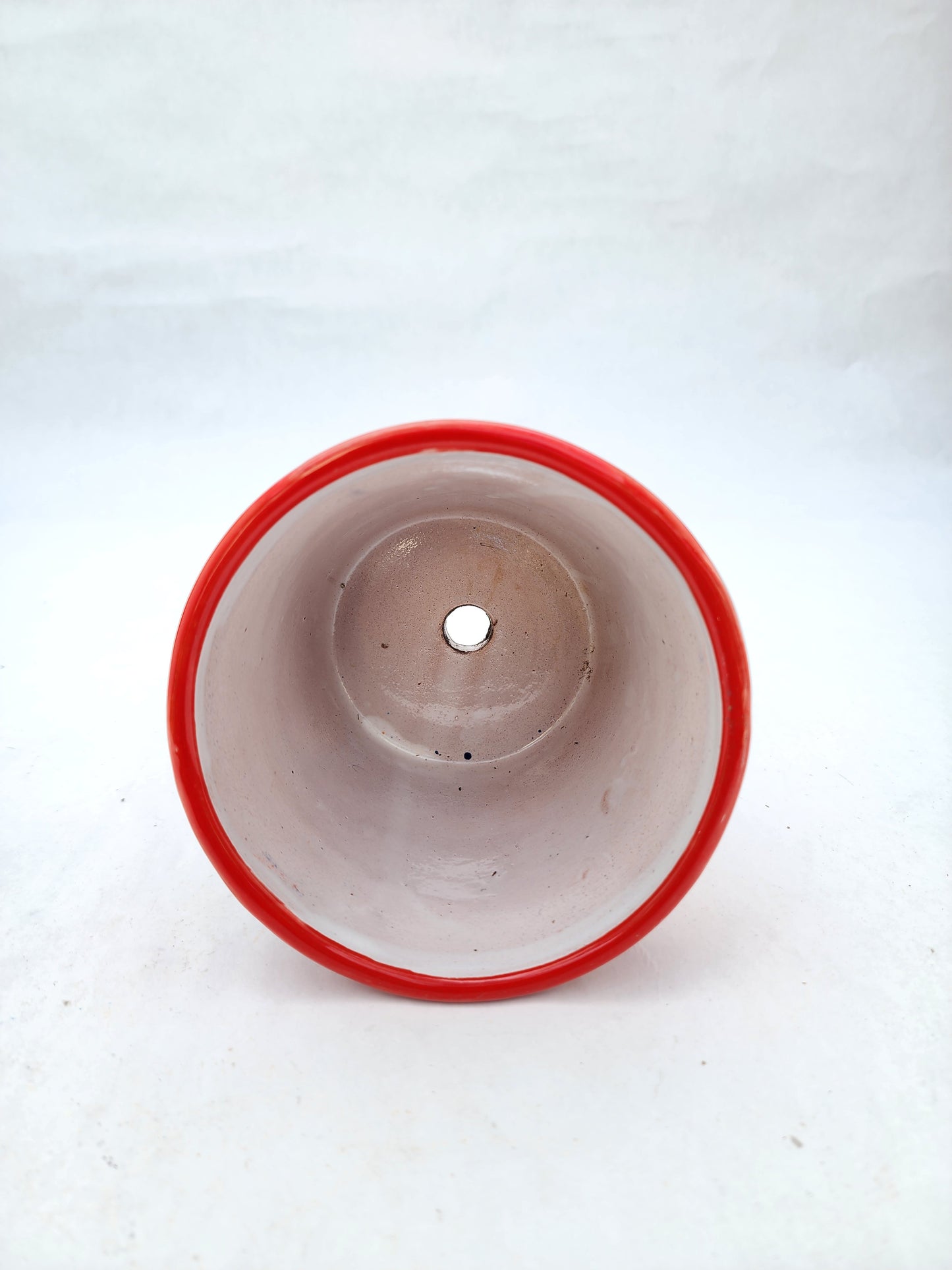 Small Talavera Ceramic Planter – Red Rim with Colorful Hand-Painted Pattern
