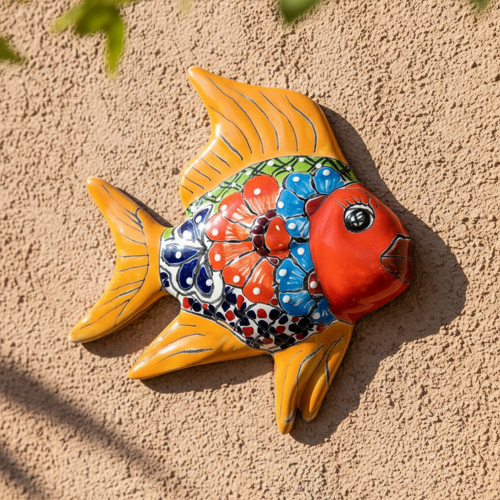 Orange ceramic talavera fish