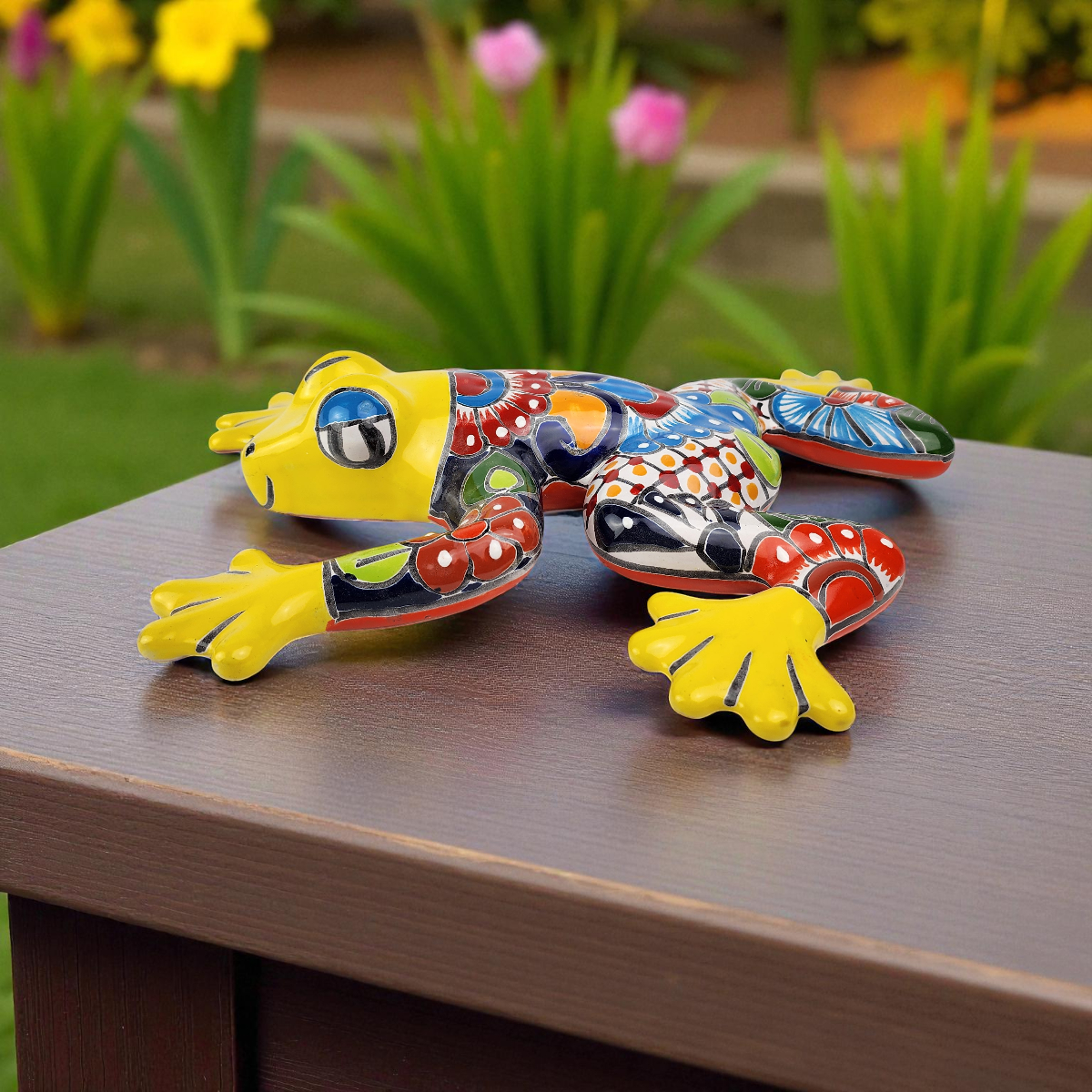 Yellow Talavera-Style Frog – Handcrafted Mexican Folk Art Décor