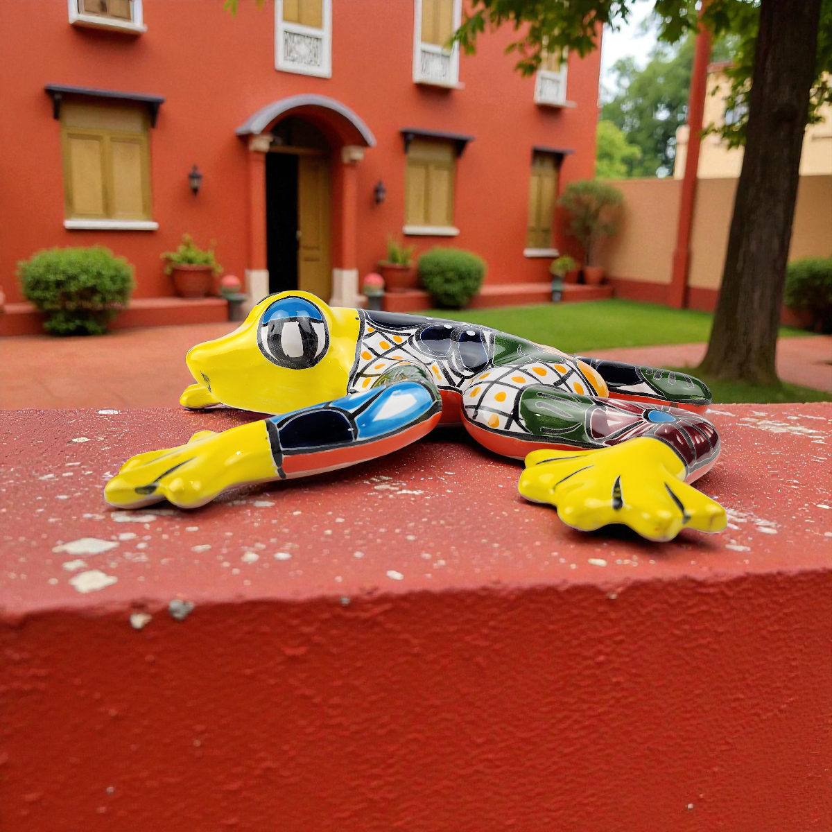 Yellow Talavera-Style Frog – Handcrafted Mexican Folk Art Décor