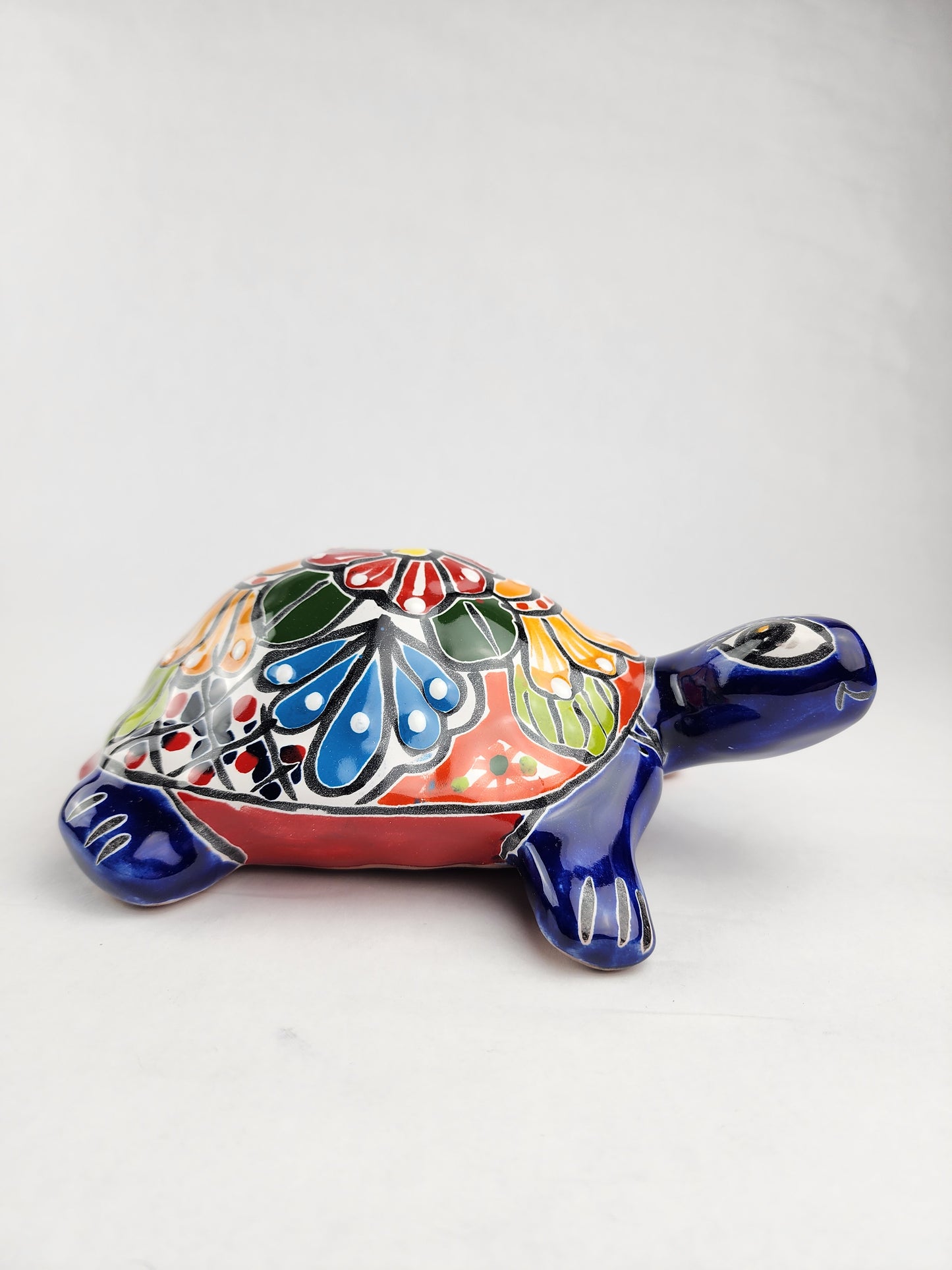 Blue Talavera Ceramic Turtle – Hand-Painted Mexican Folk Art