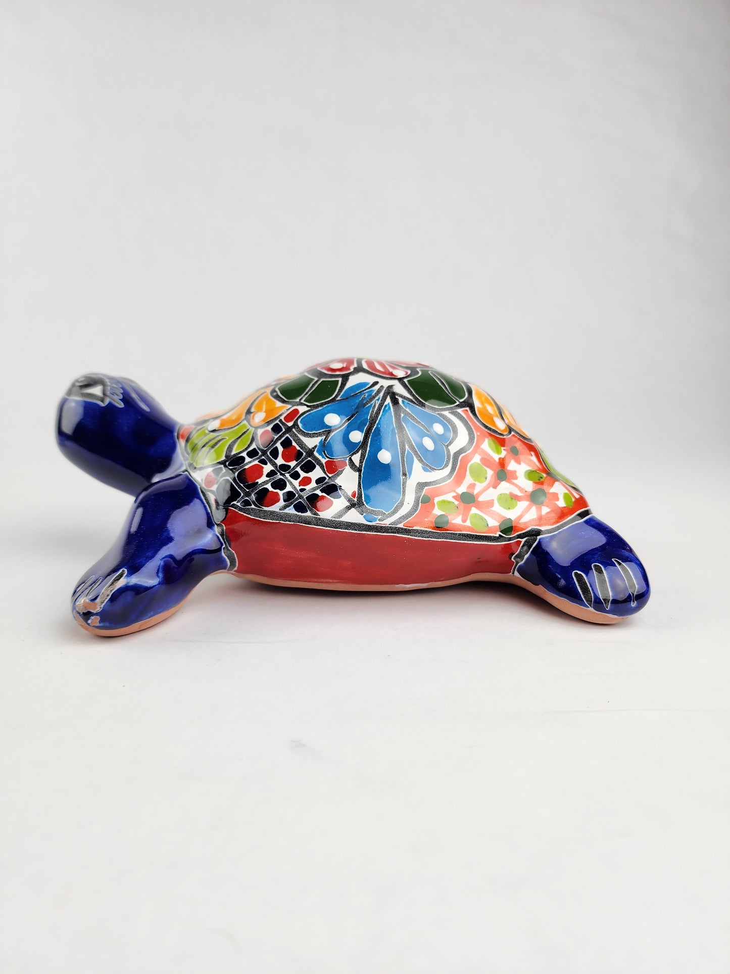 Blue Talavera Ceramic Turtle – Hand-Painted Mexican Folk Art