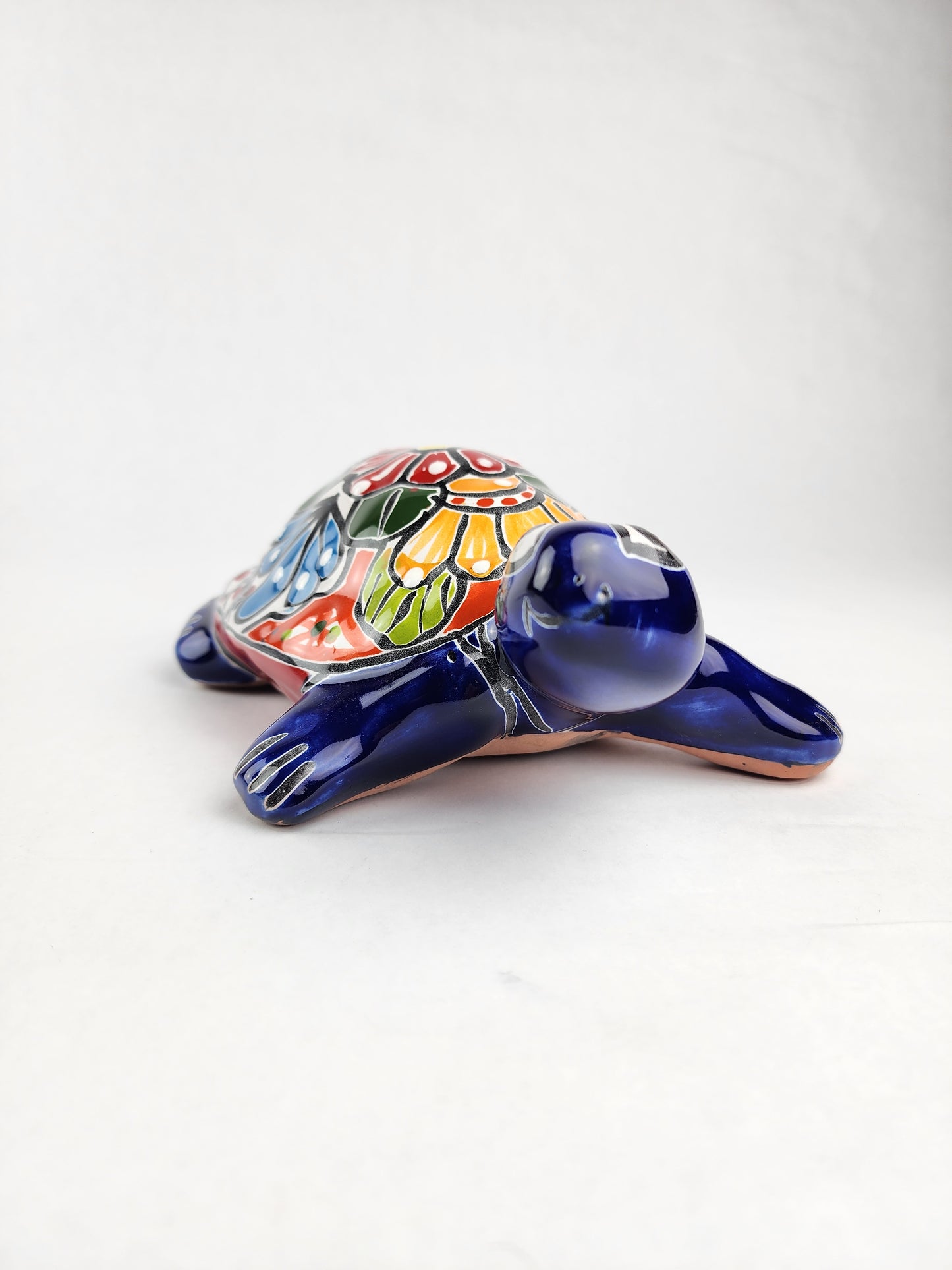 Blue Talavera Ceramic Turtle – Hand-Painted Mexican Folk Art