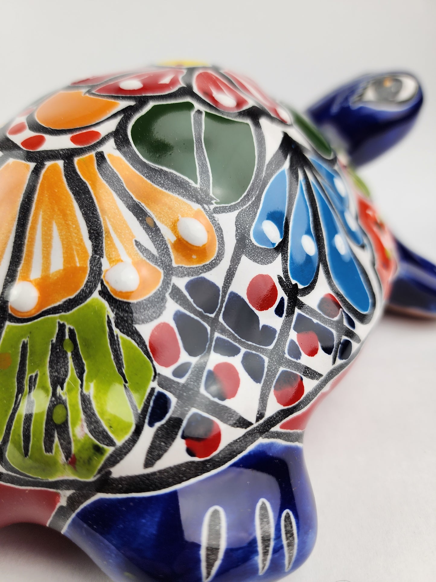 Blue Talavera Ceramic Turtle – Hand-Painted Mexican Folk Art