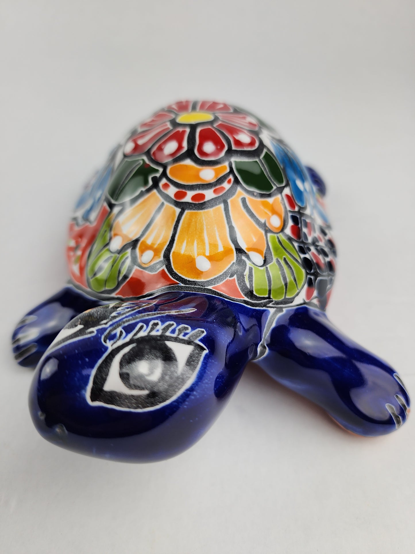 Blue Talavera Ceramic Turtle – Hand-Painted Mexican Folk Art