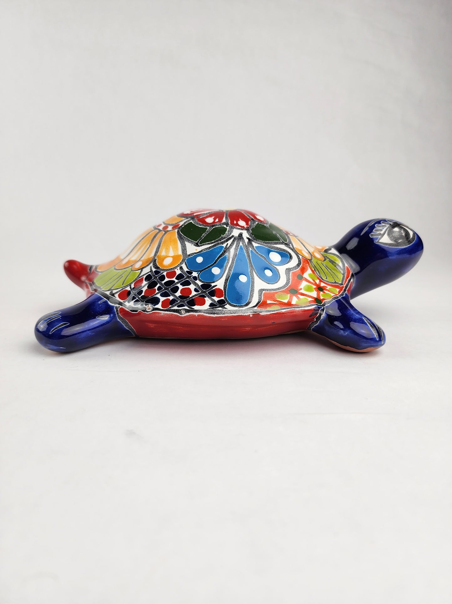 Blue Multicolor Talavera Turtle – Handmade Ceramic Figurine