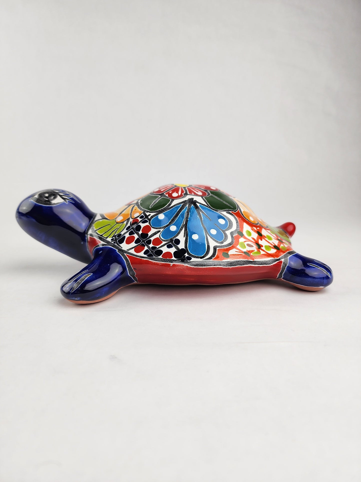 Blue Multicolor Talavera Turtle – Handmade Ceramic Figurine