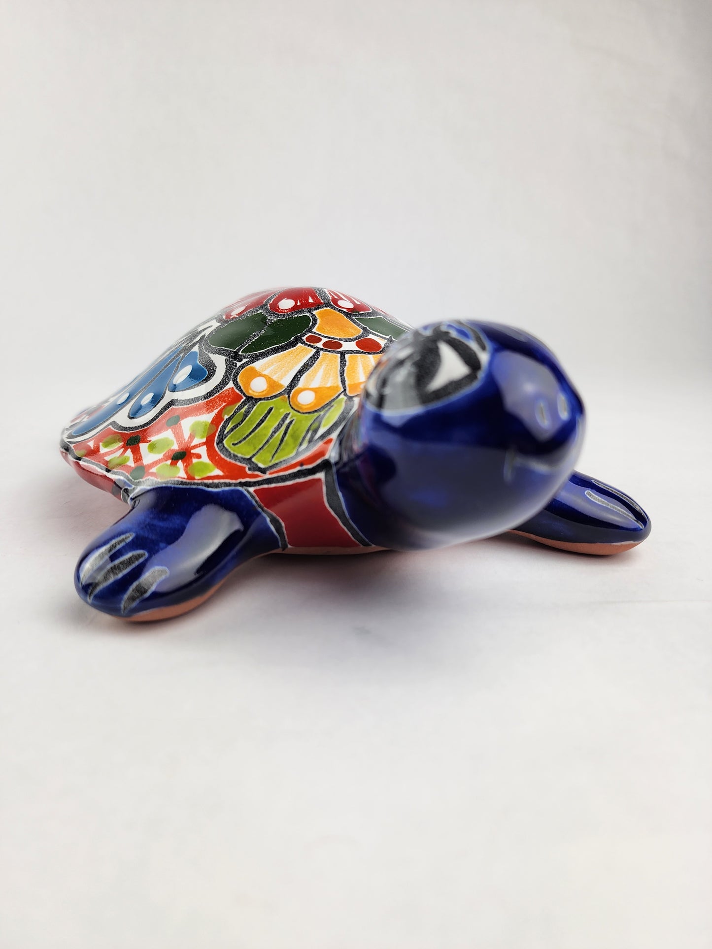 Blue Multicolor Talavera Turtle – Handmade Ceramic Figurine