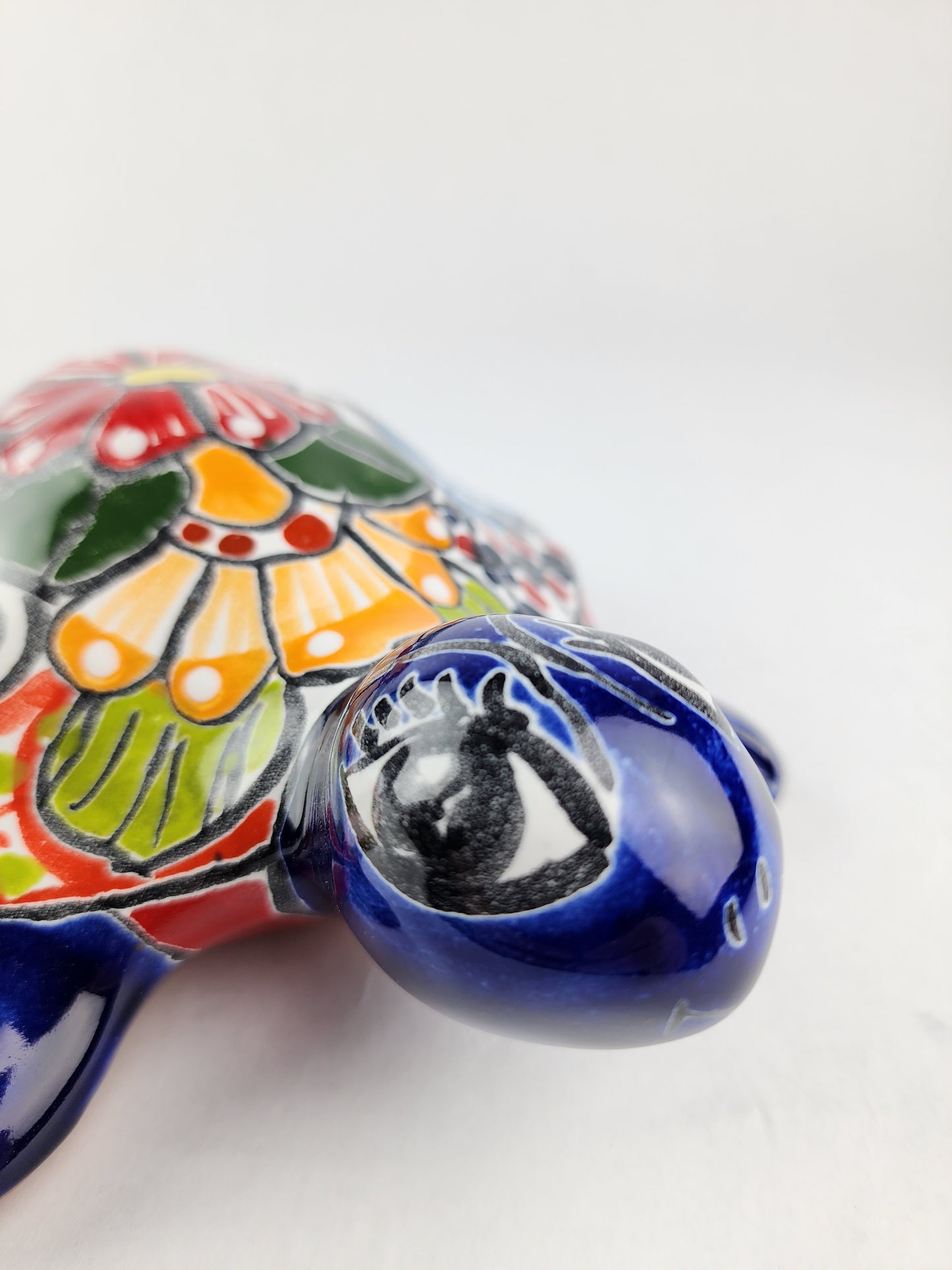 Blue Multicolor Talavera Turtle – Handmade Ceramic Figurine