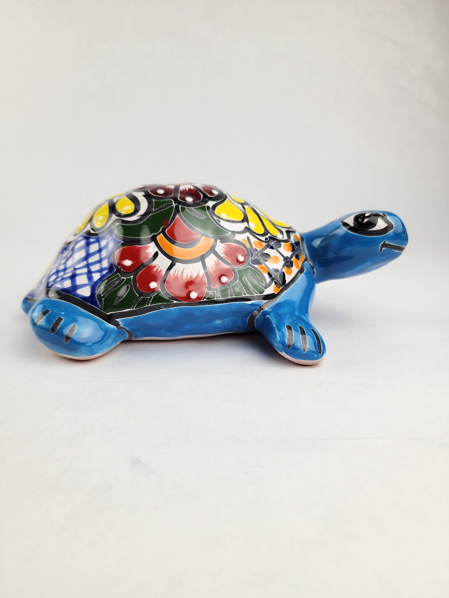 Aqua Blue Talavera Turtle – Hand-Painted Ceramic Garden Decor