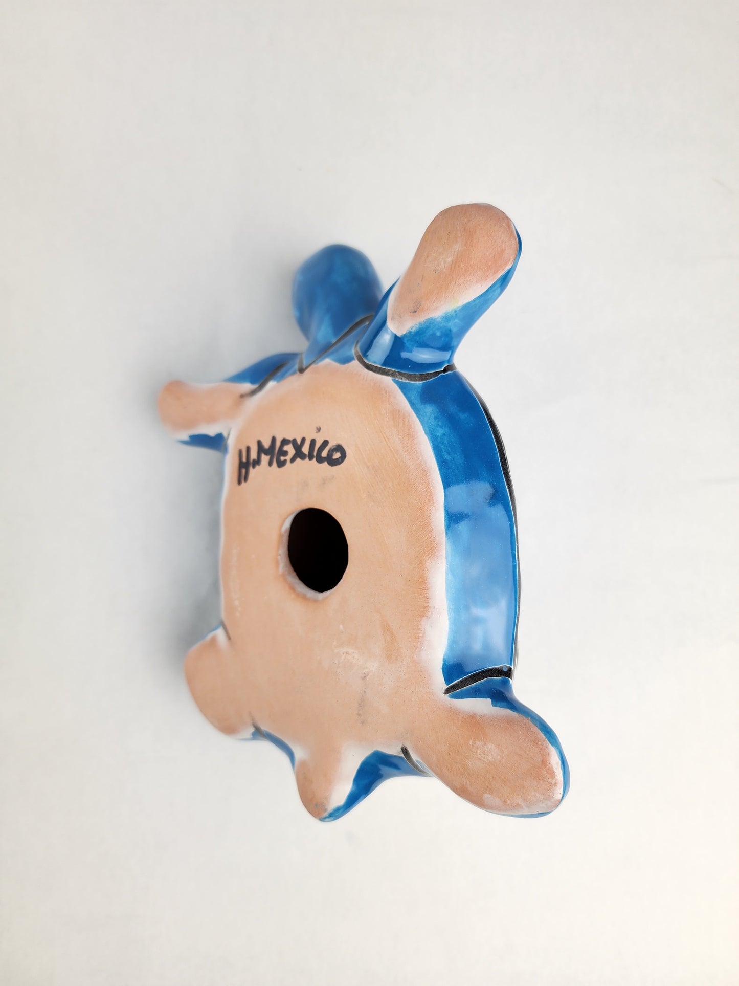 Aqua Blue Talavera Turtle – Hand-Painted Ceramic Garden Decor