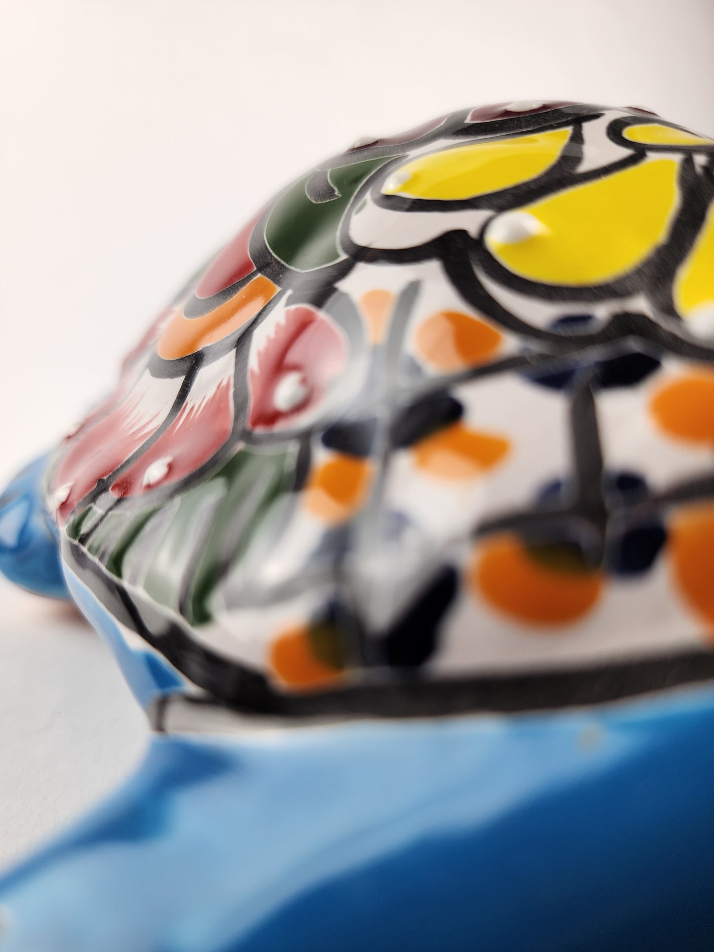 Aqua Blue Talavera Turtle – Hand-Painted Ceramic Garden Decor