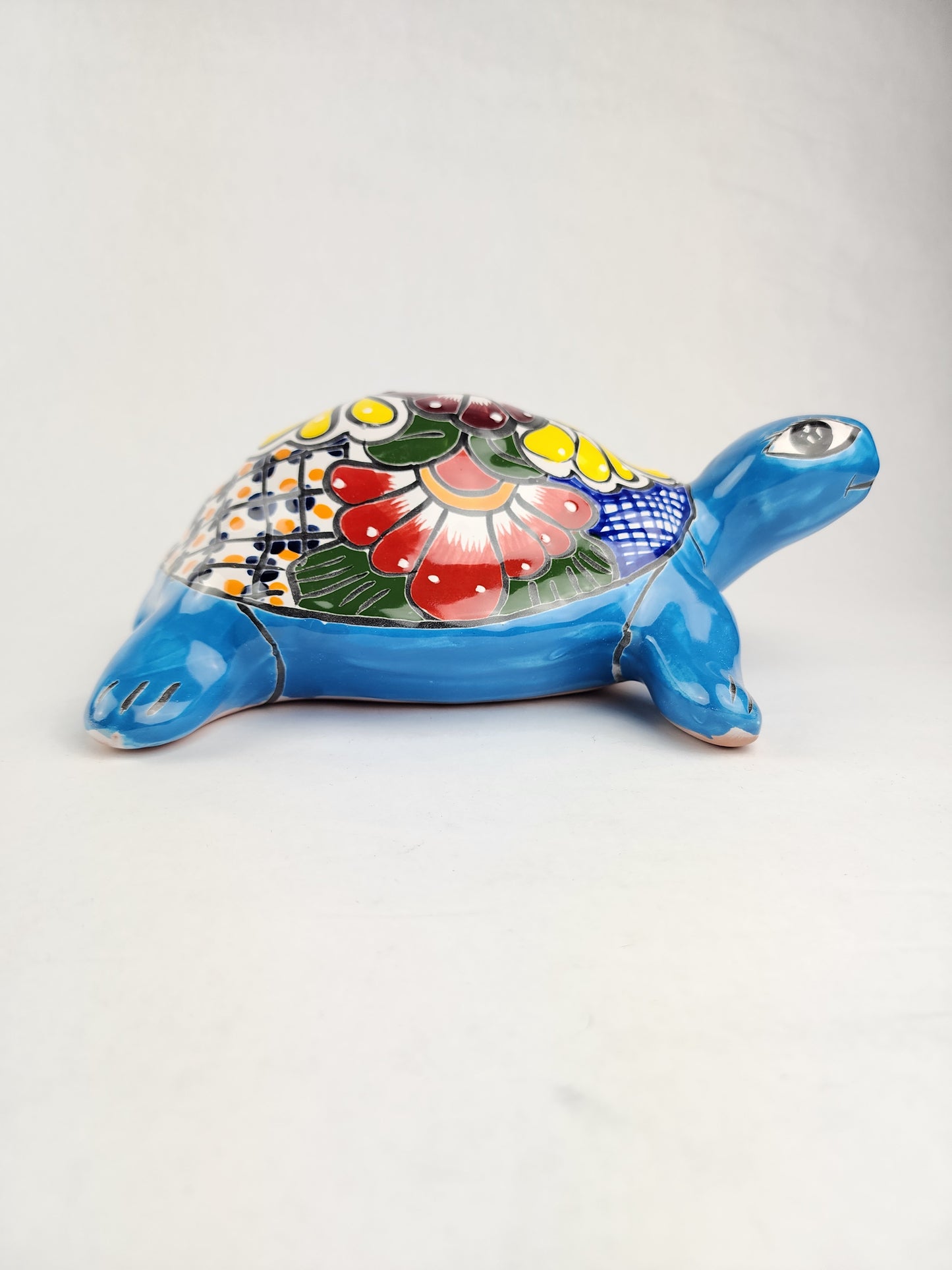 Talavera Turtle in Aqua – Handcrafted Ceramic Coastal Decor