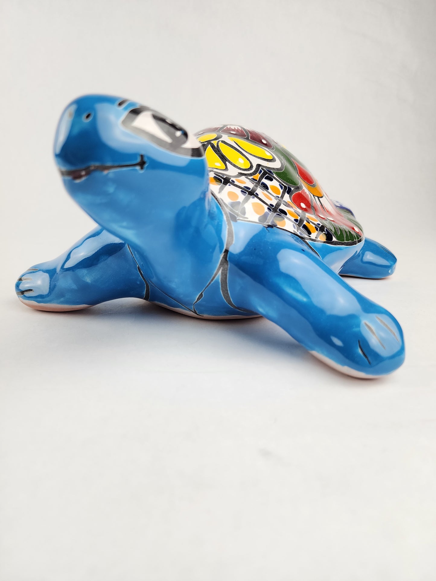 Talavera Turtle in Aqua – Handcrafted Ceramic Coastal Decor