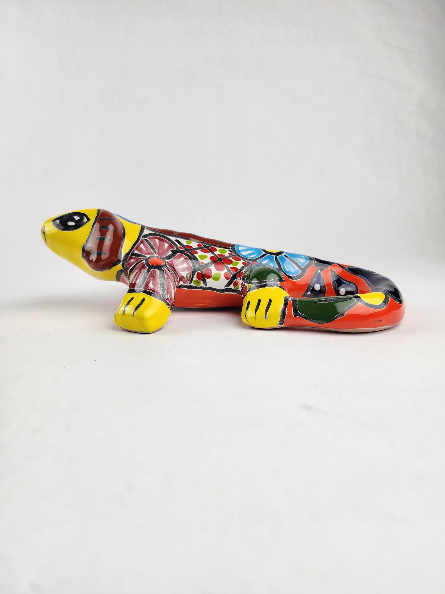 Yellow Talavera Ceramic Iguana – Multicolor Wall Art from Mexico