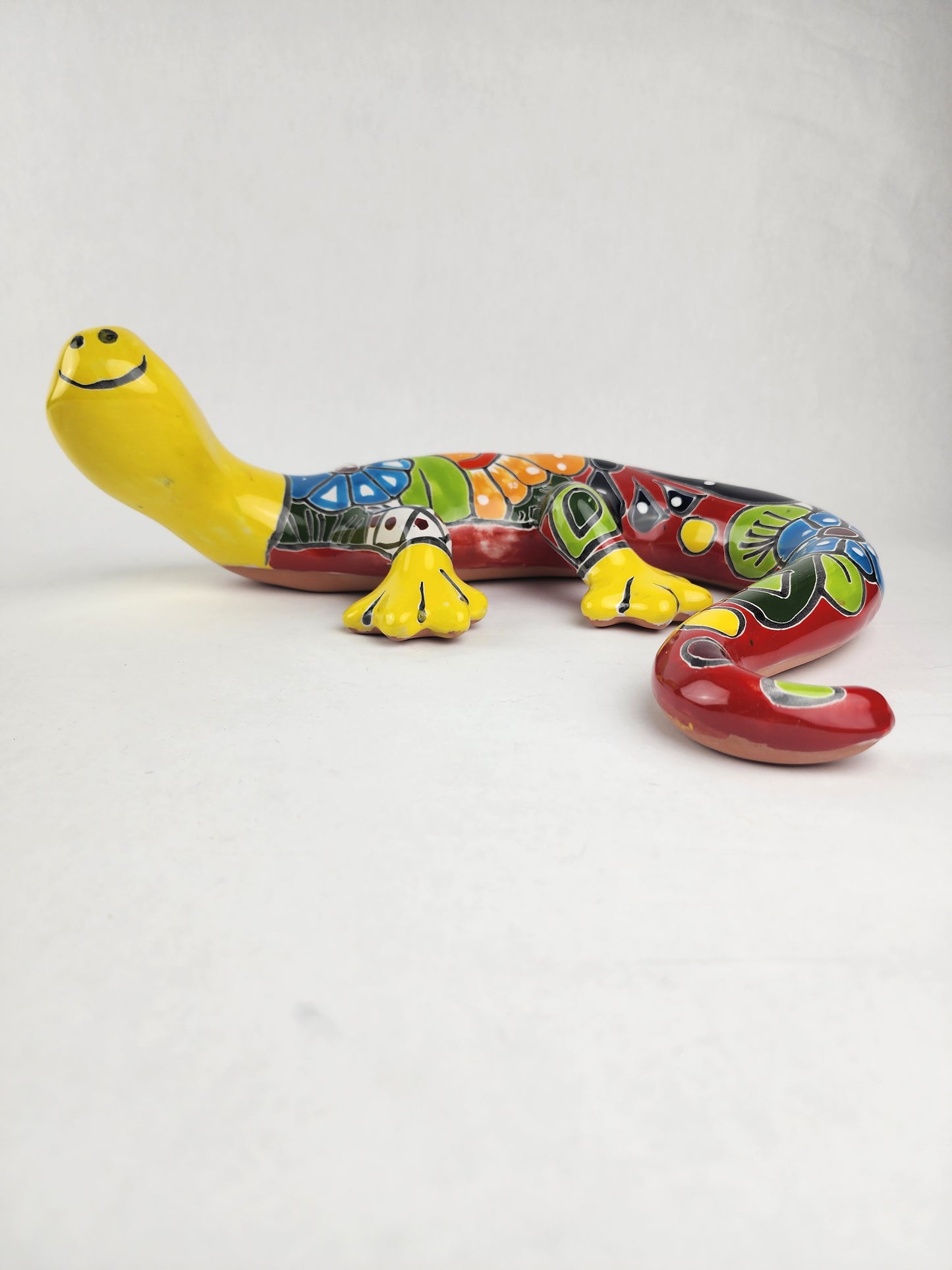 Large Yellow Talavera Gecko – Mexican Folk Art Lizard Wall Hanging