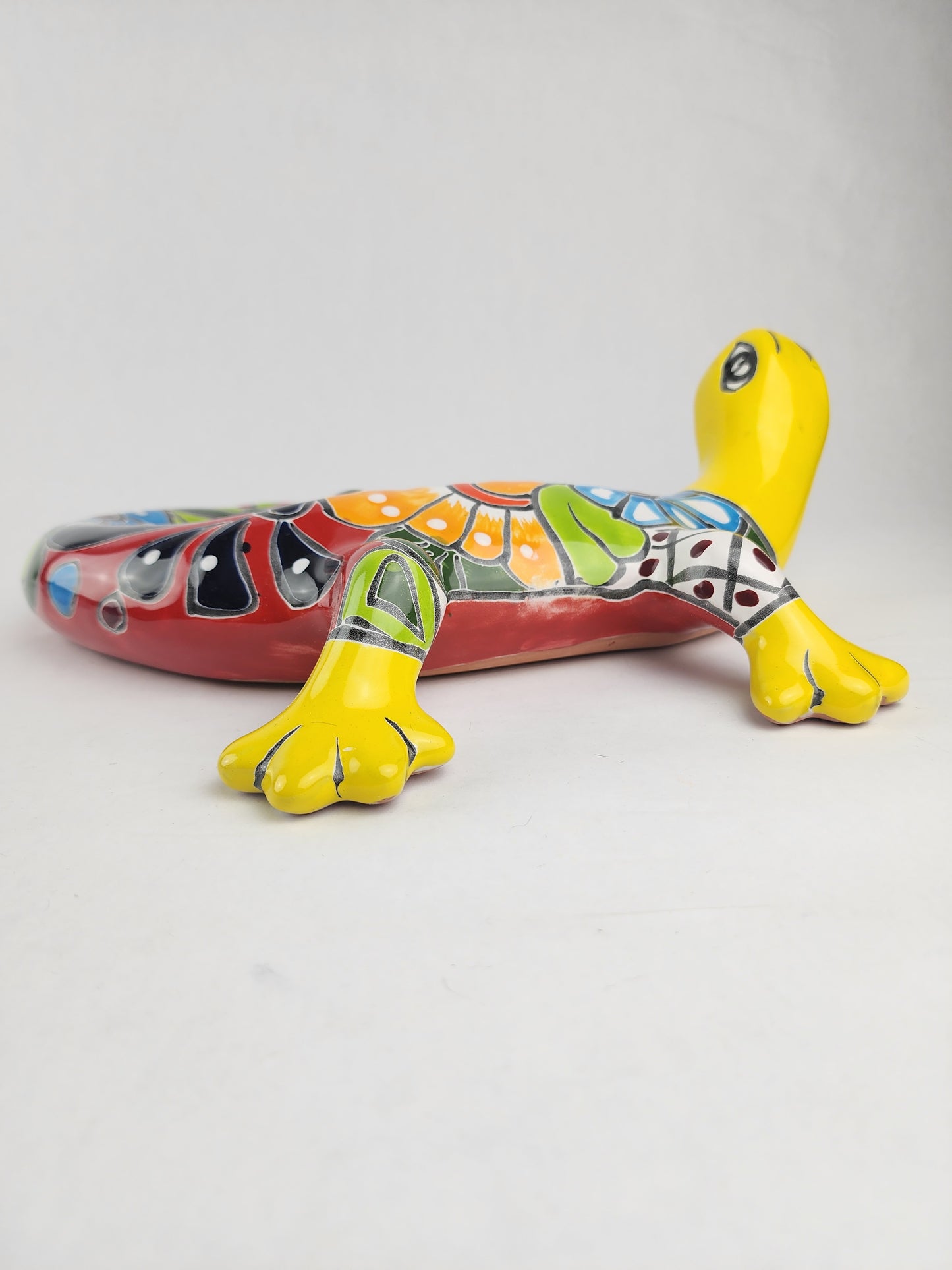 Large Yellow Talavera Gecko – Mexican Folk Art Lizard Wall Hanging