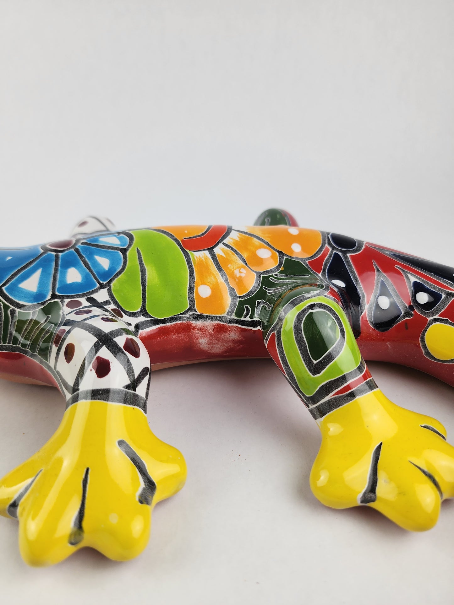 Large Yellow Talavera Gecko – Mexican Folk Art Lizard Wall Hanging