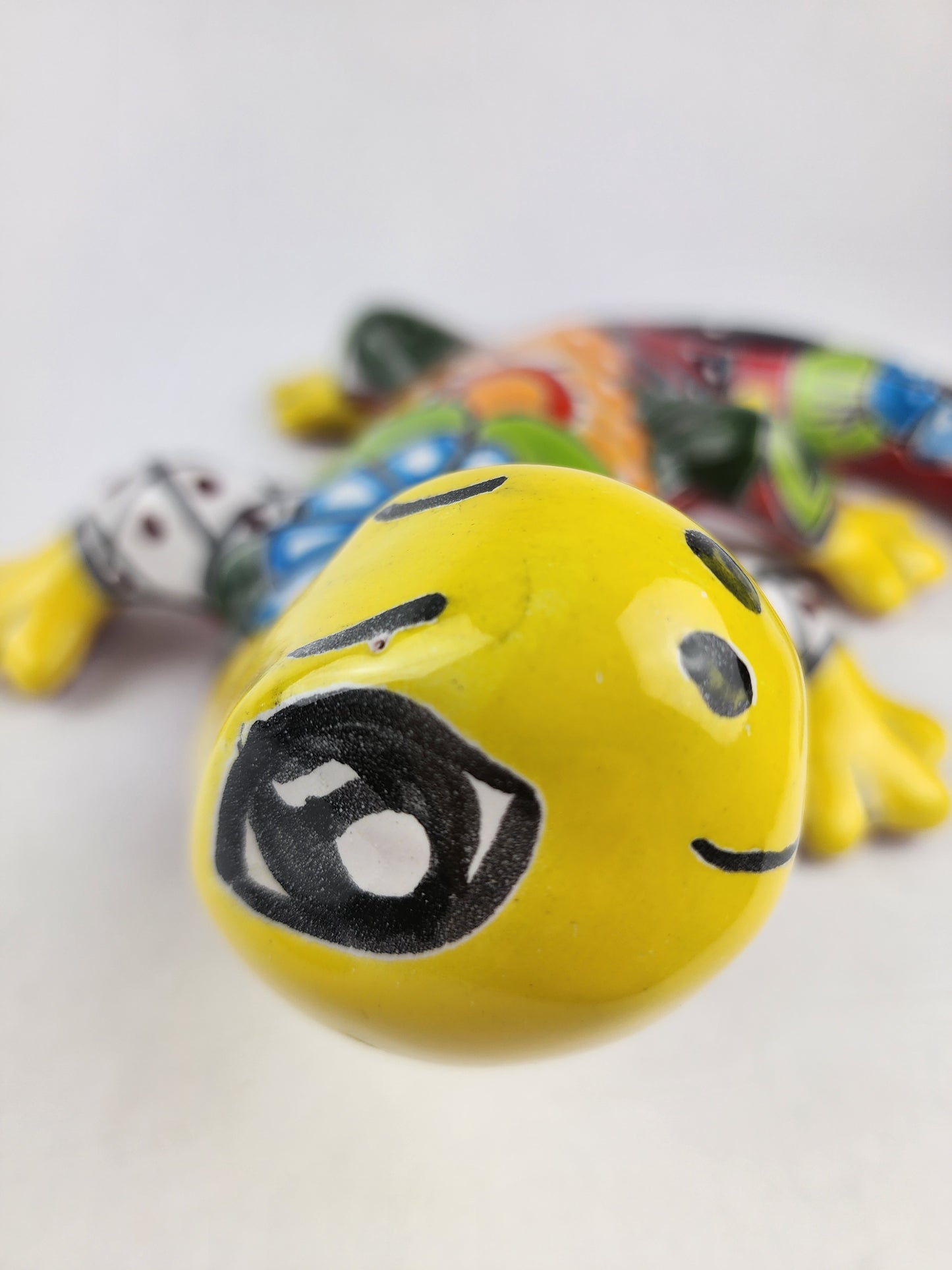 Large Yellow Talavera Gecko – Mexican Folk Art Lizard Wall Hanging