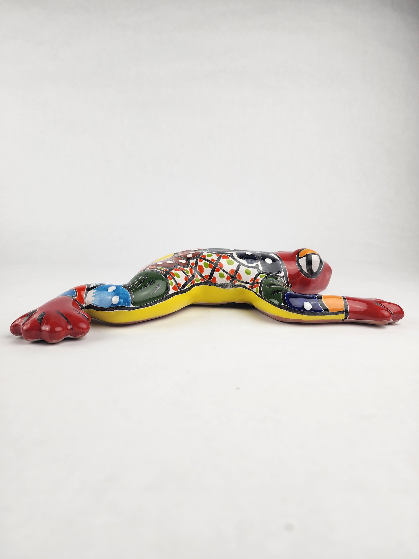 Red & Yellow Talavera Ceramic Frog – Handcrafted Mexican Garden Decor