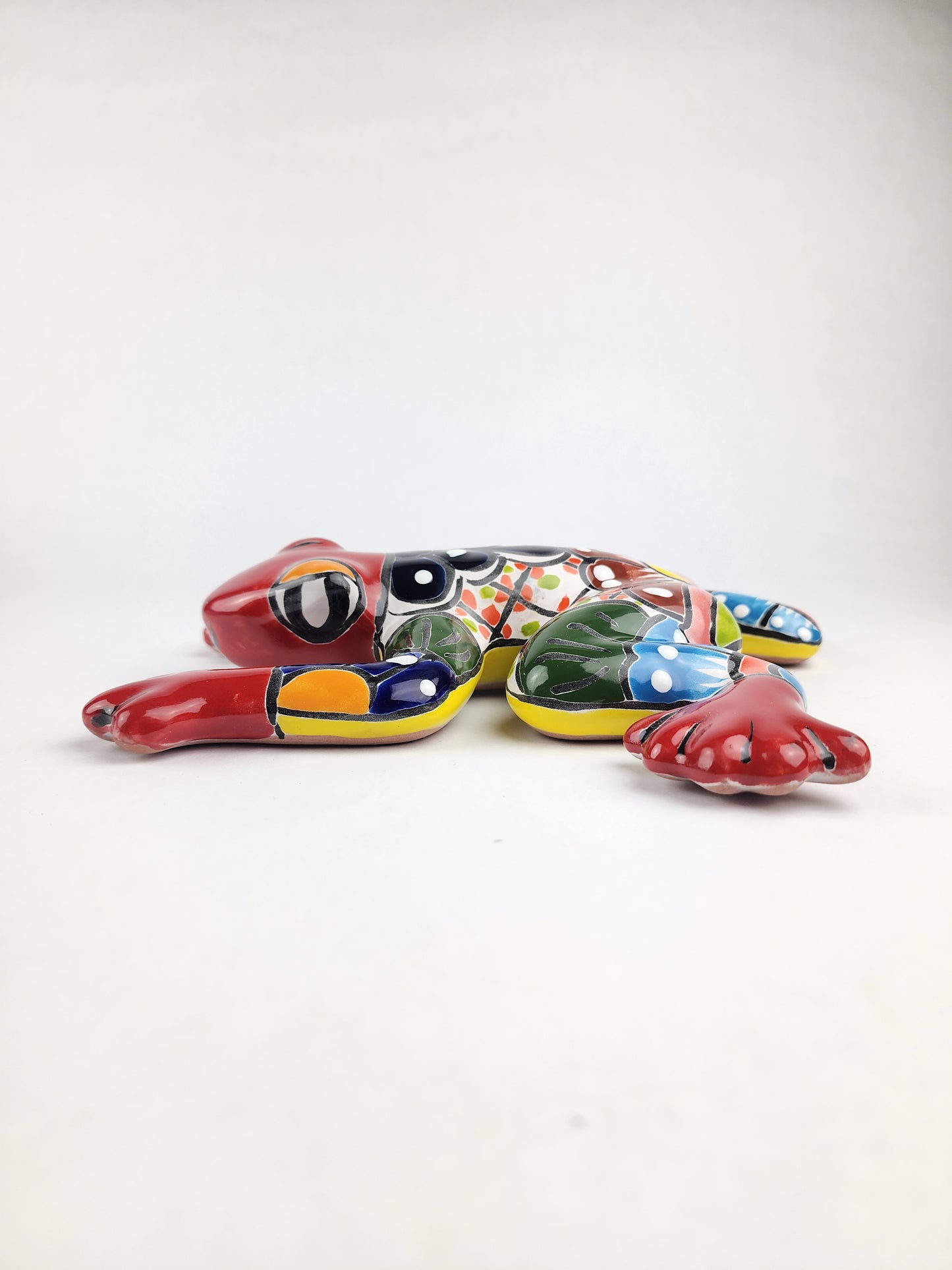 Red & Yellow Talavera Ceramic Frog – Handcrafted Mexican Garden Decor