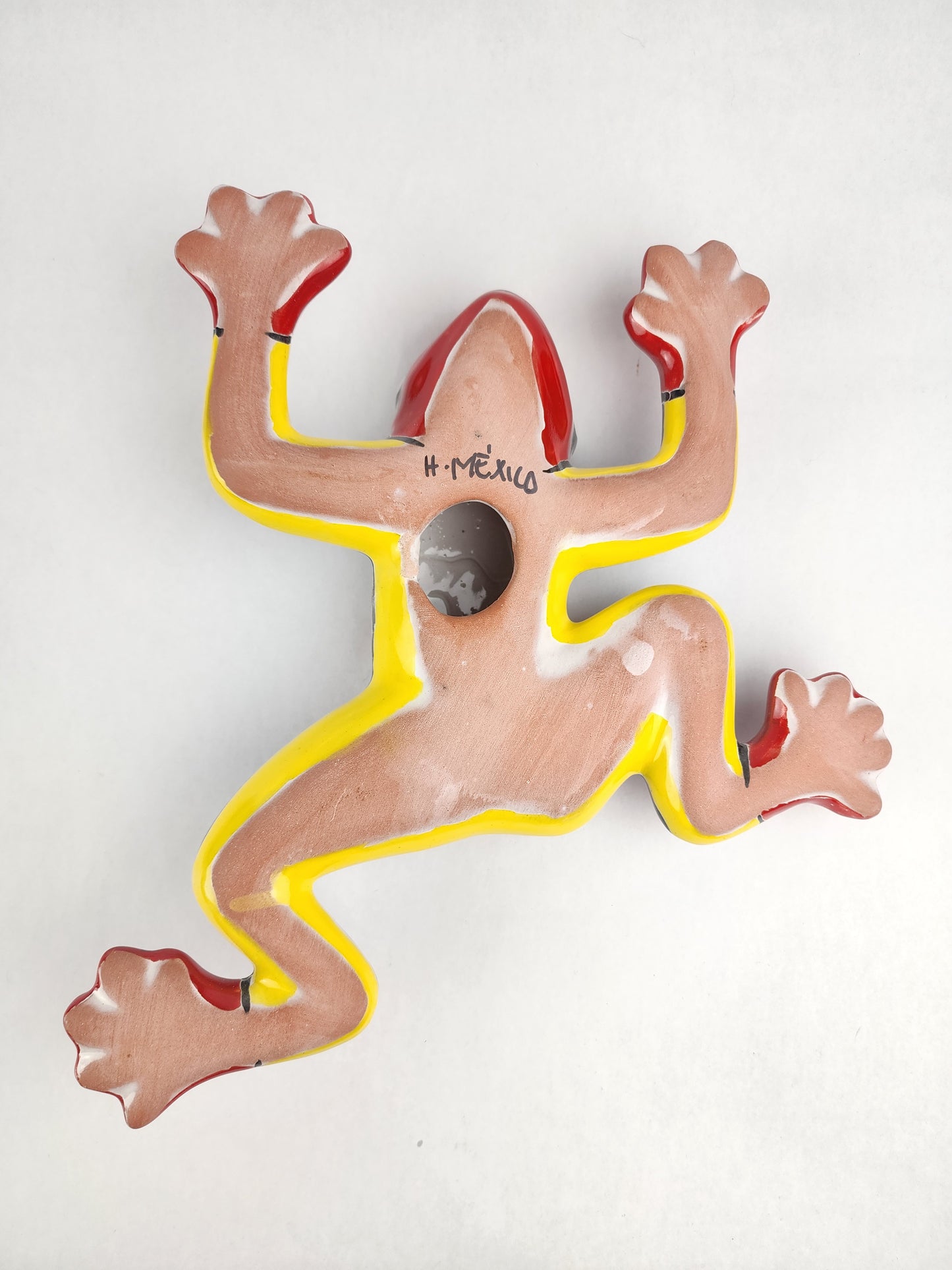 Red & Yellow Talavera Ceramic Frog – Handcrafted Mexican Garden Decor