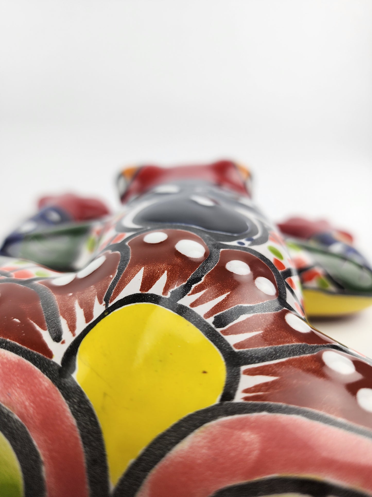 Red & Yellow Talavera Ceramic Frog – Handcrafted Mexican Garden Decor