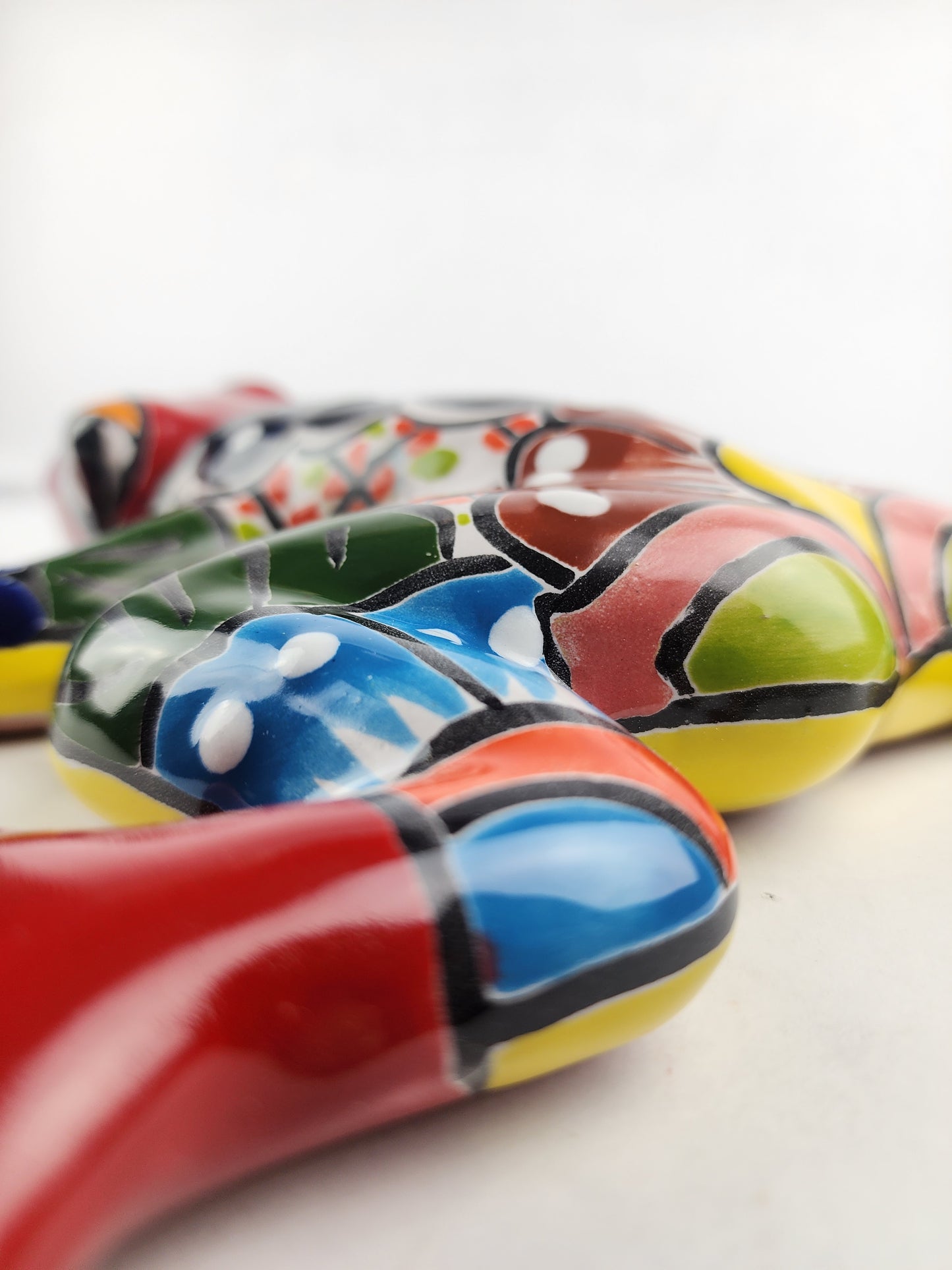 Red & Yellow Talavera Ceramic Frog – Handcrafted Mexican Garden Decor