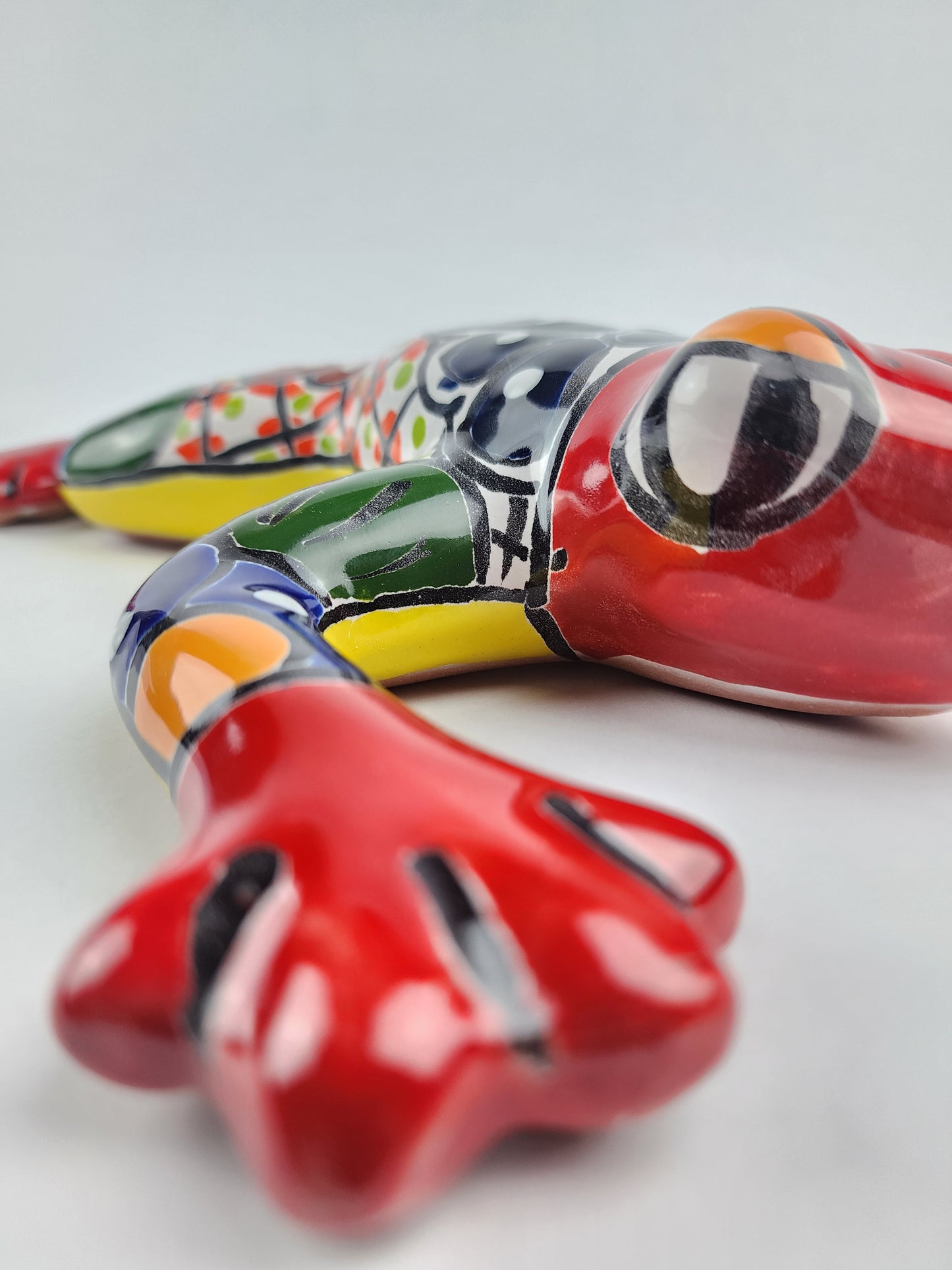 Red & Yellow Talavera Ceramic Frog – Handcrafted Mexican Garden Decor