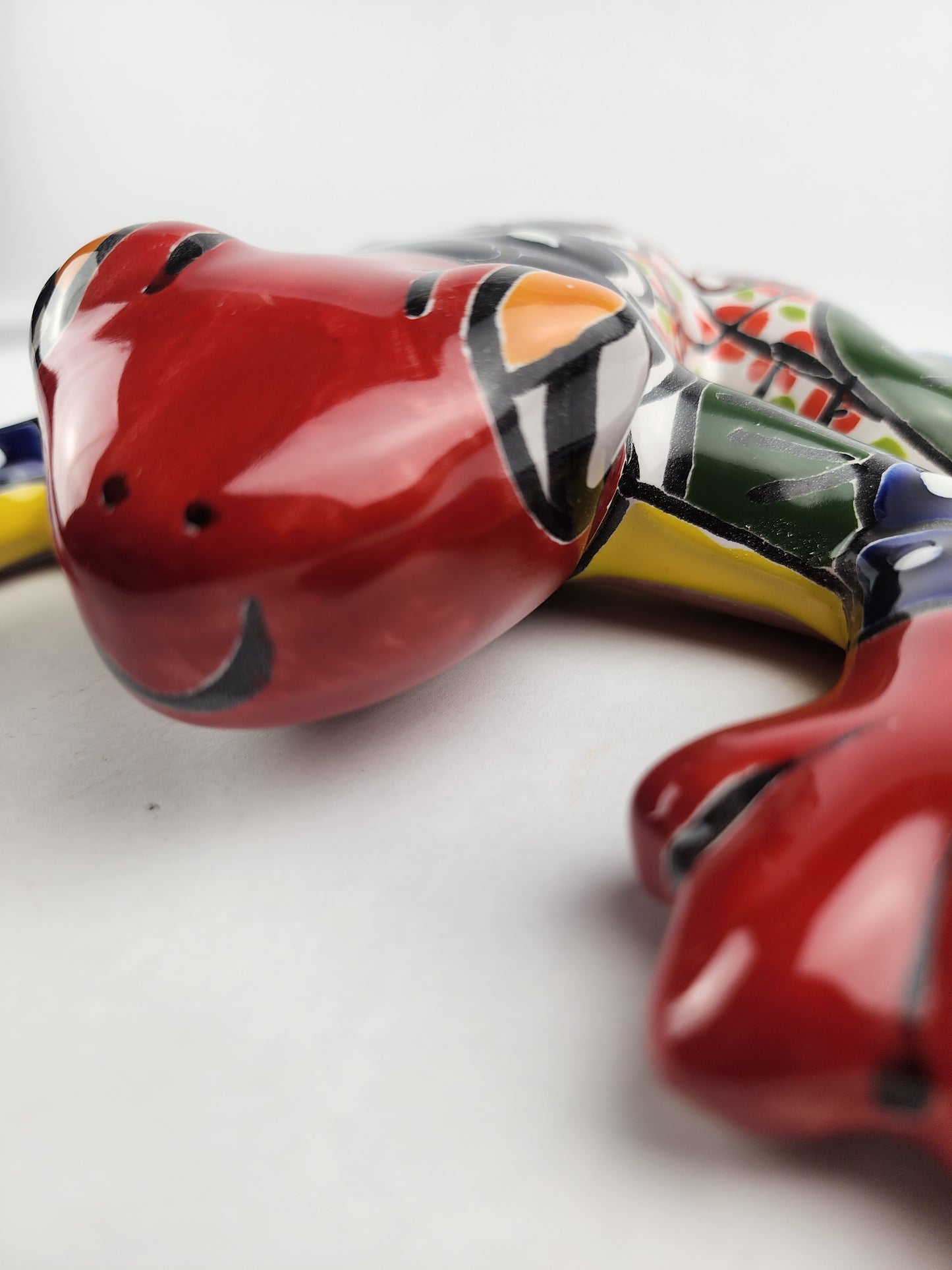 Red & Yellow Talavera Ceramic Frog – Handcrafted Mexican Garden Decor