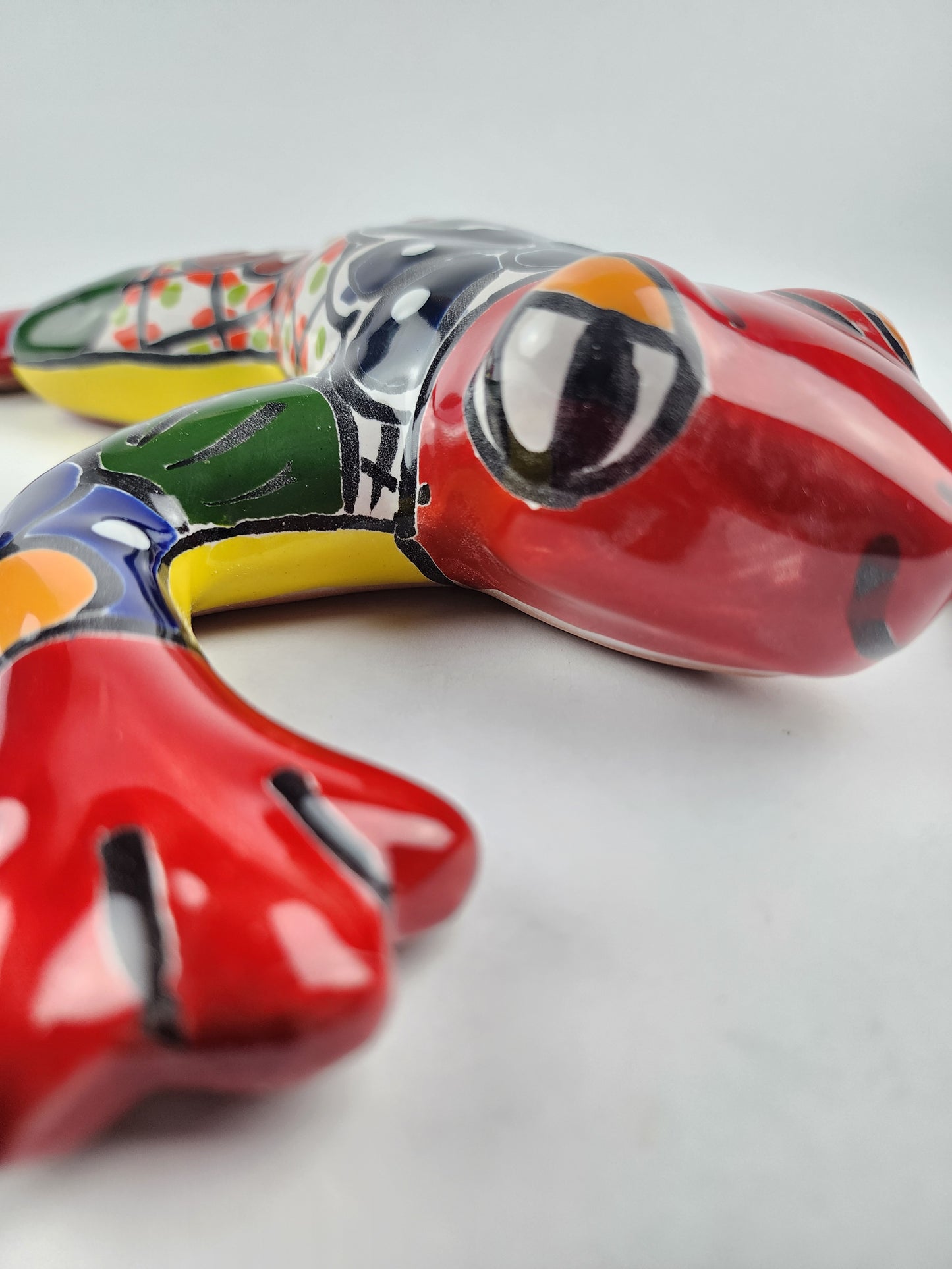 Red & Yellow Talavera Ceramic Frog – Handcrafted Mexican Garden Decor