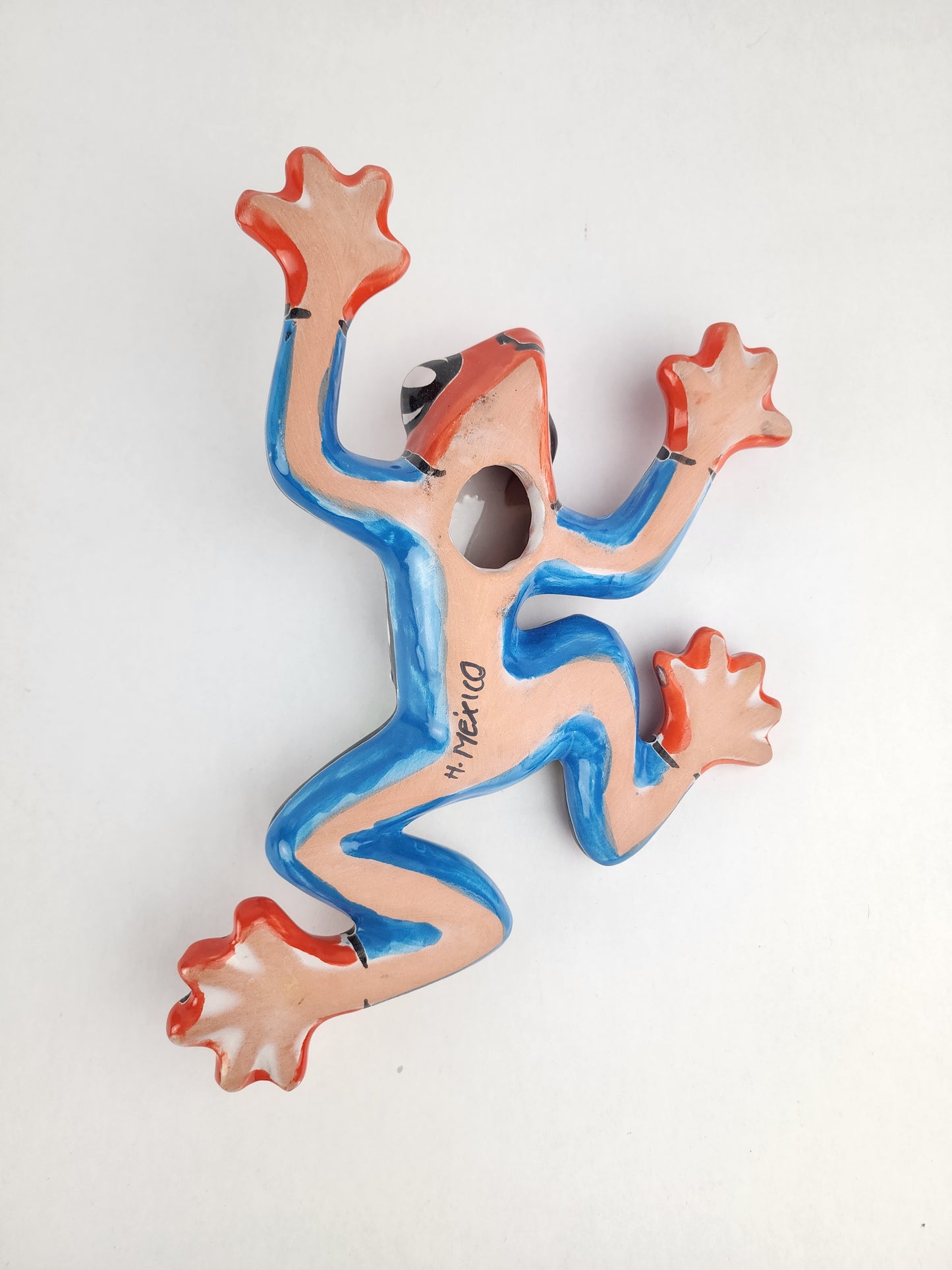 Mexican Folk Art Red Frog – Ceramic Talavera Animal Figurine