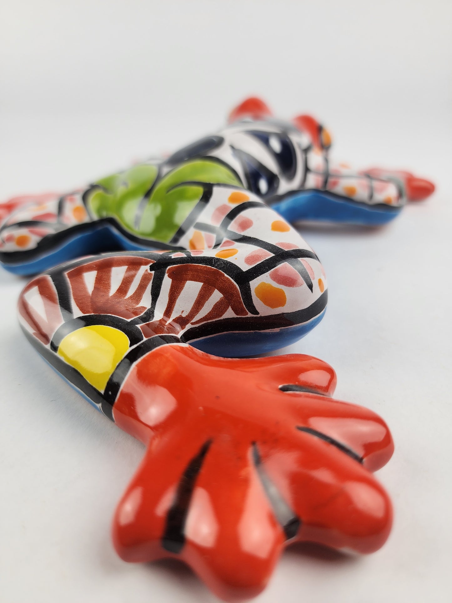 Mexican Folk Art Red Frog – Ceramic Talavera Animal Figurine