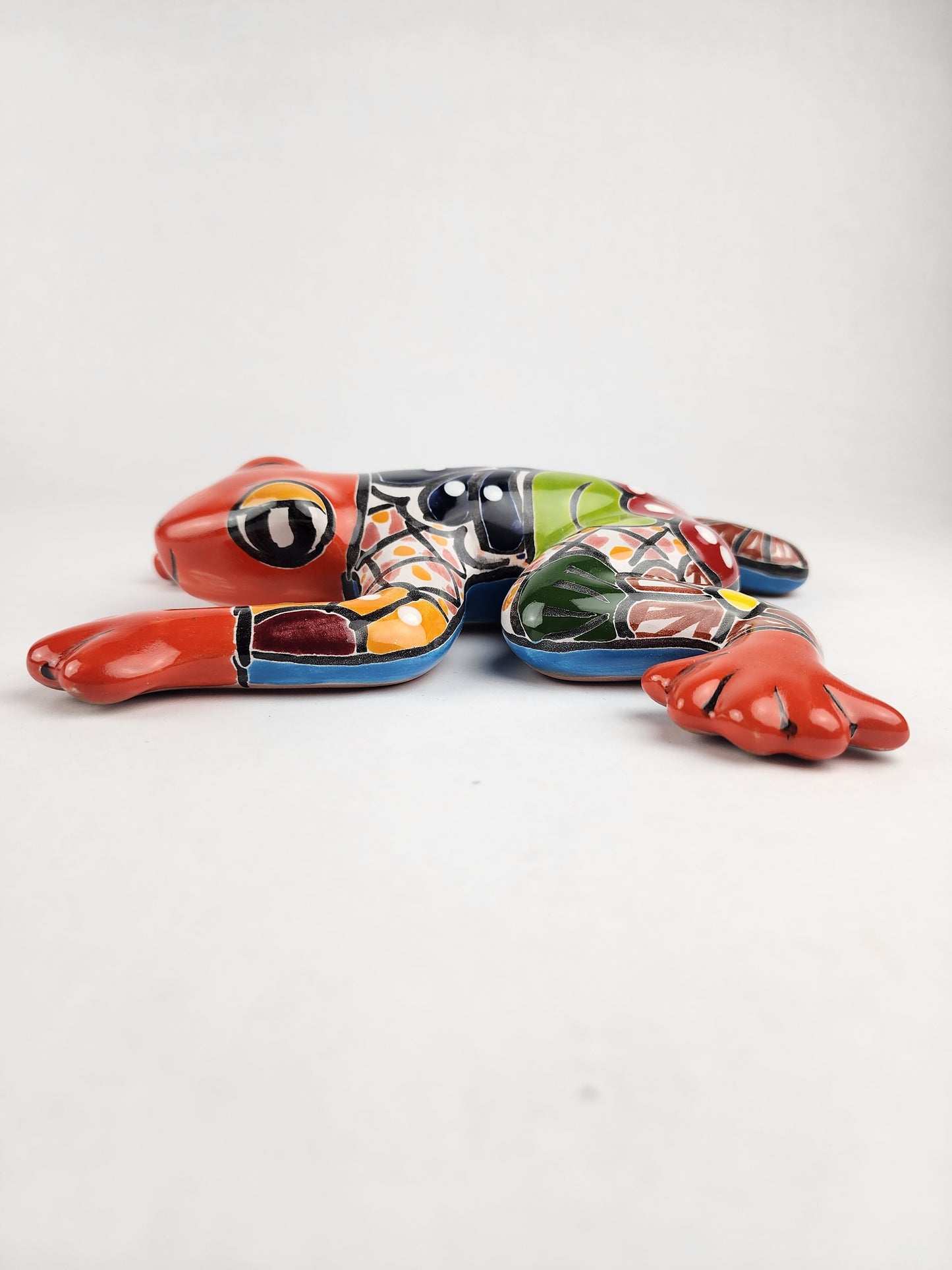 Orange Talavera Ceramic Frog – Handcrafted Mexican Garden Figurine