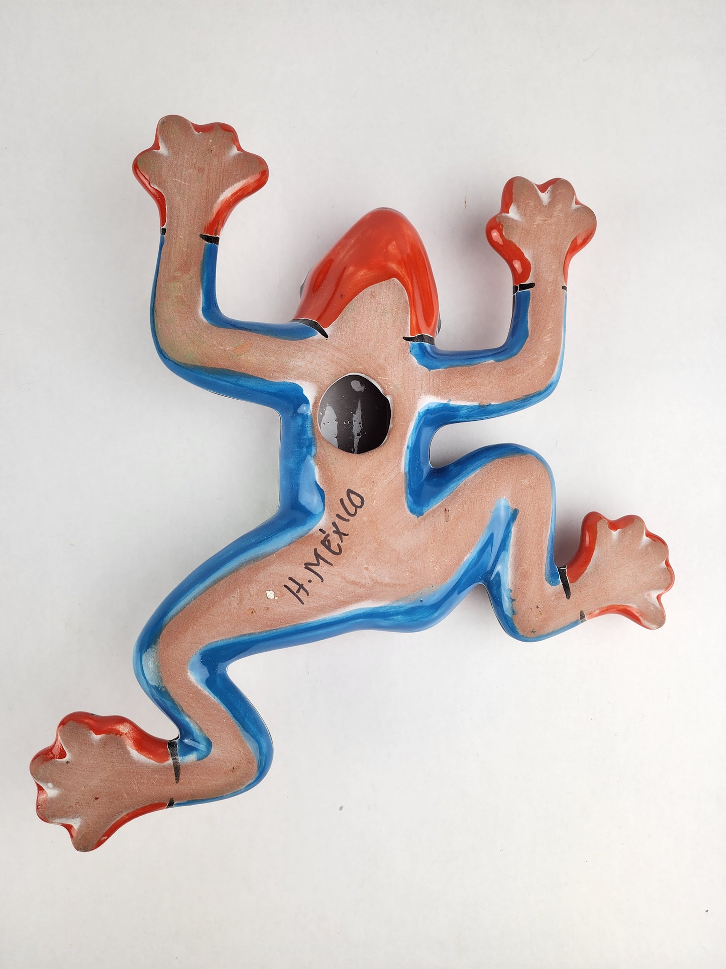 Orange Talavera Ceramic Frog – Handcrafted Mexican Garden Figurine